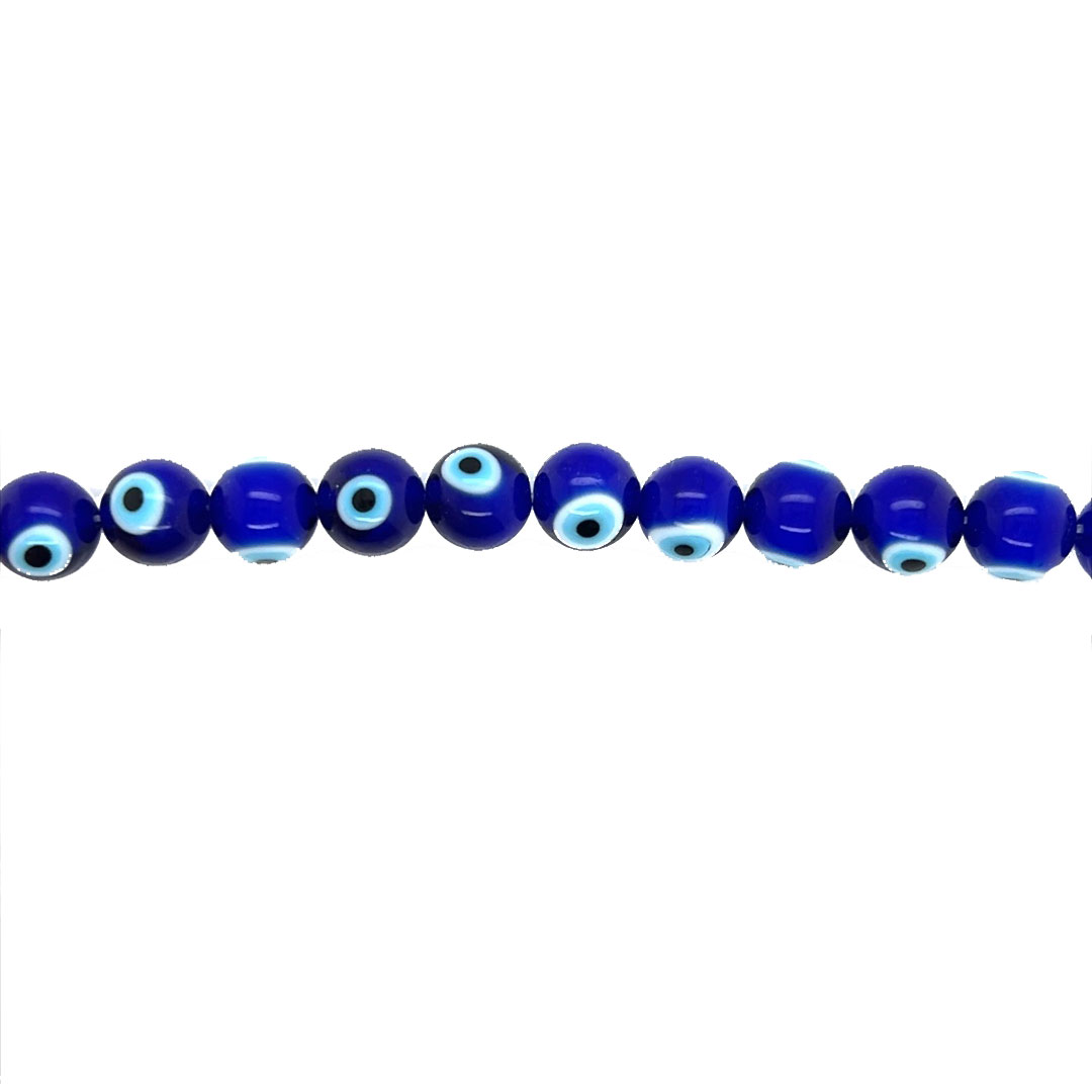 10mm Blue Evil Eye Beads - Round