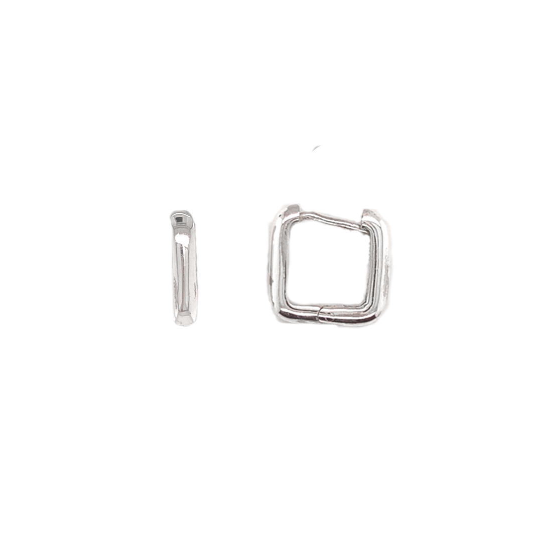 3.5mm x 14mm Square Hoops - Sterling Silver