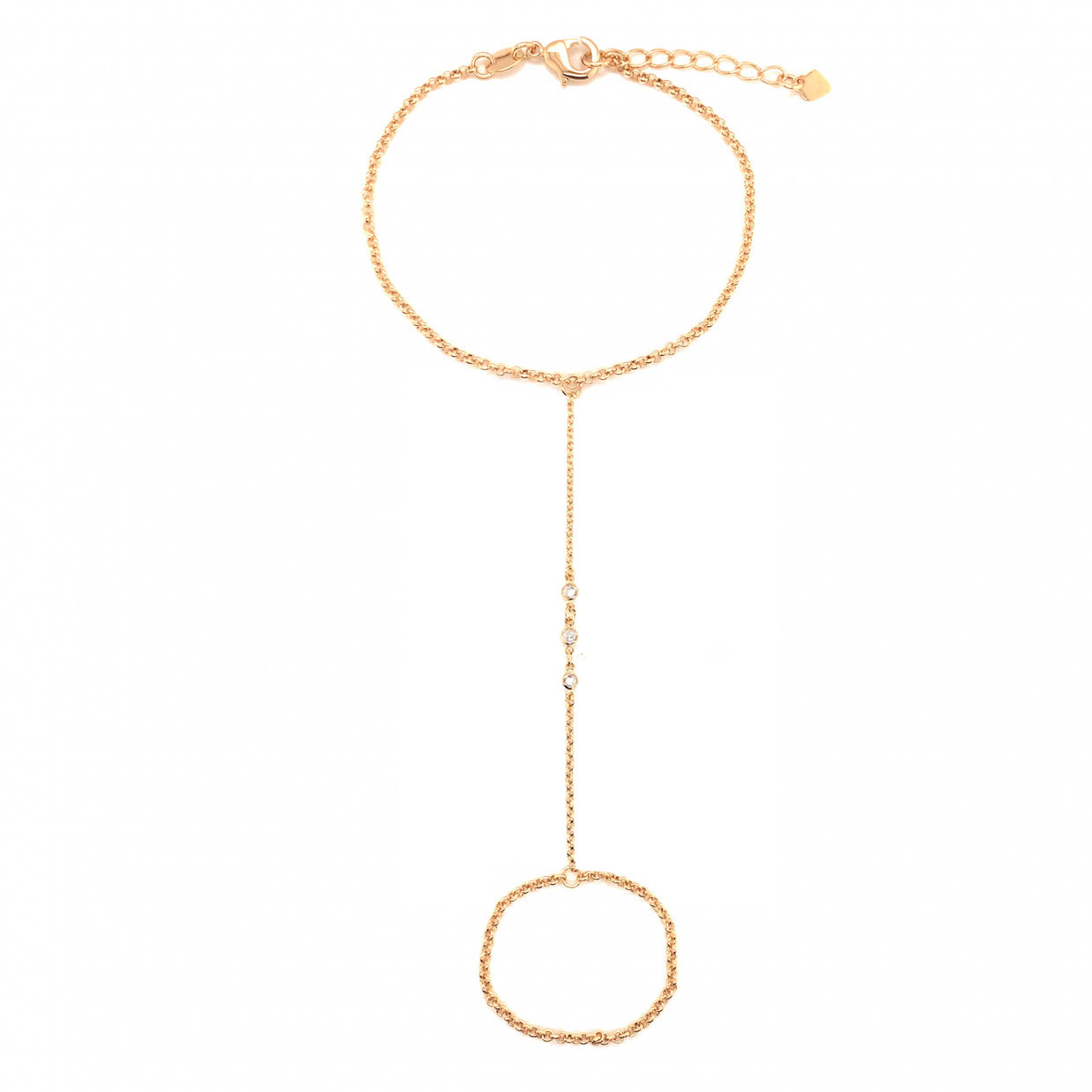 CZ Hand Chain 7" + 1.5" Extension - Gold Filled