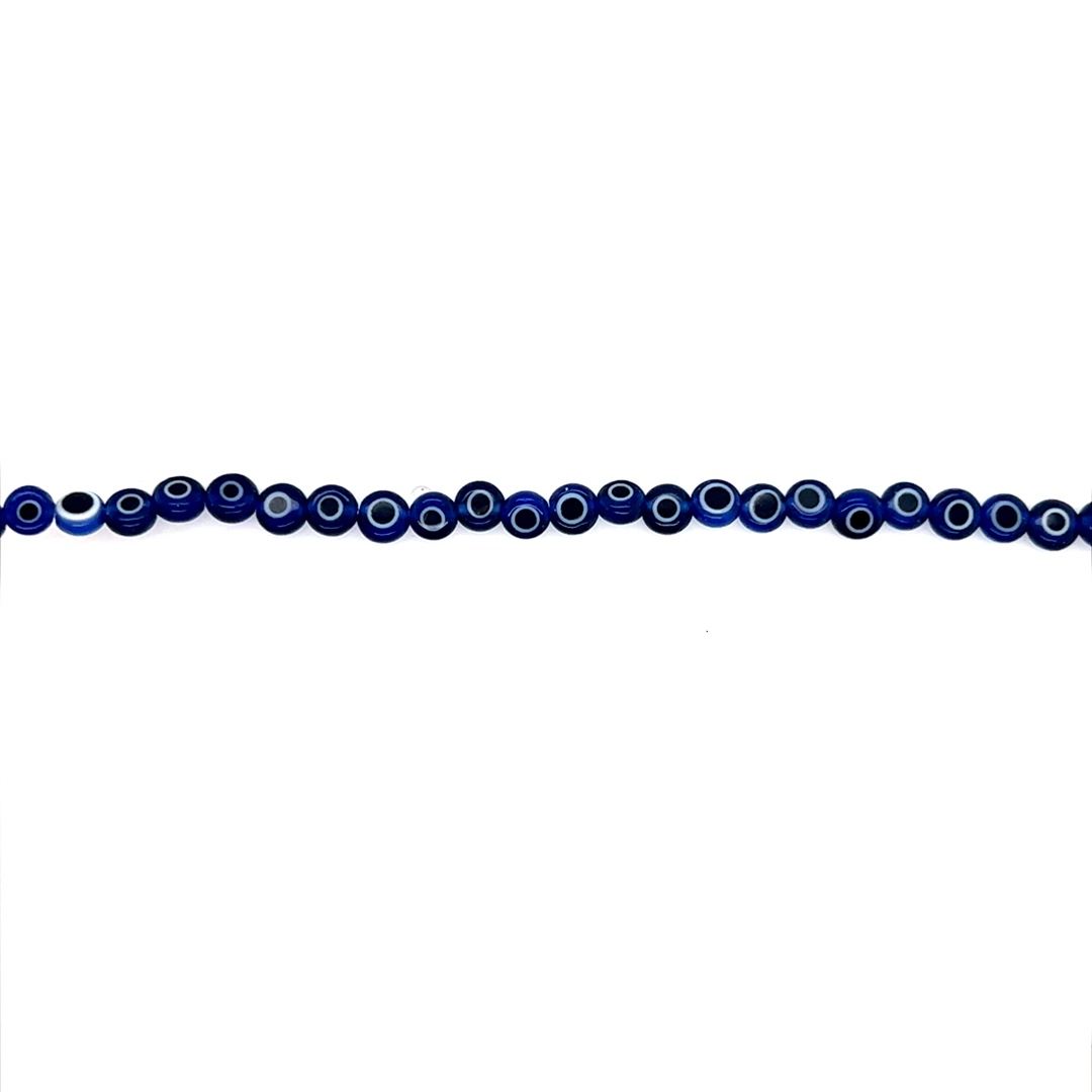 4mm Blue Evil Eye Beads - Flat