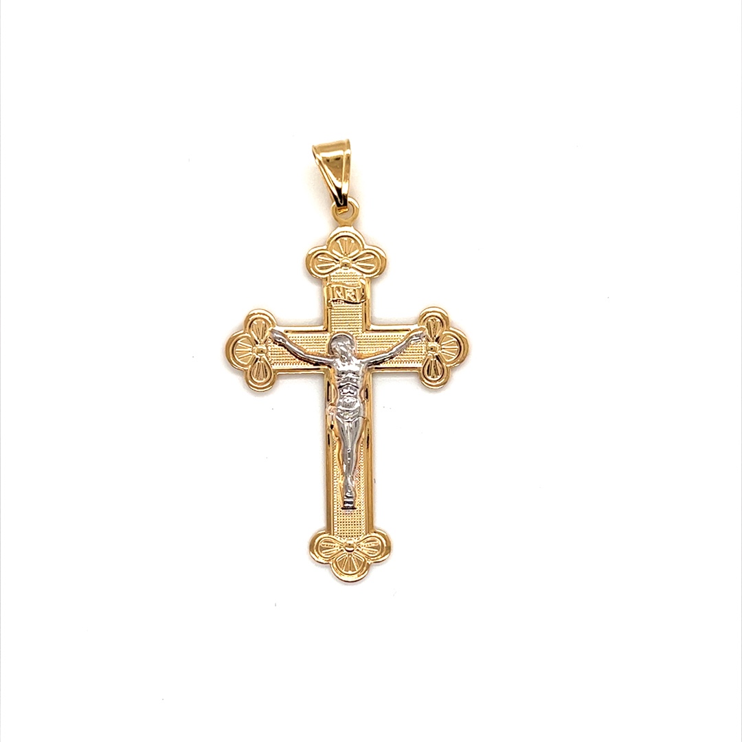 Two Tone Cross Pendant - Gold Filled