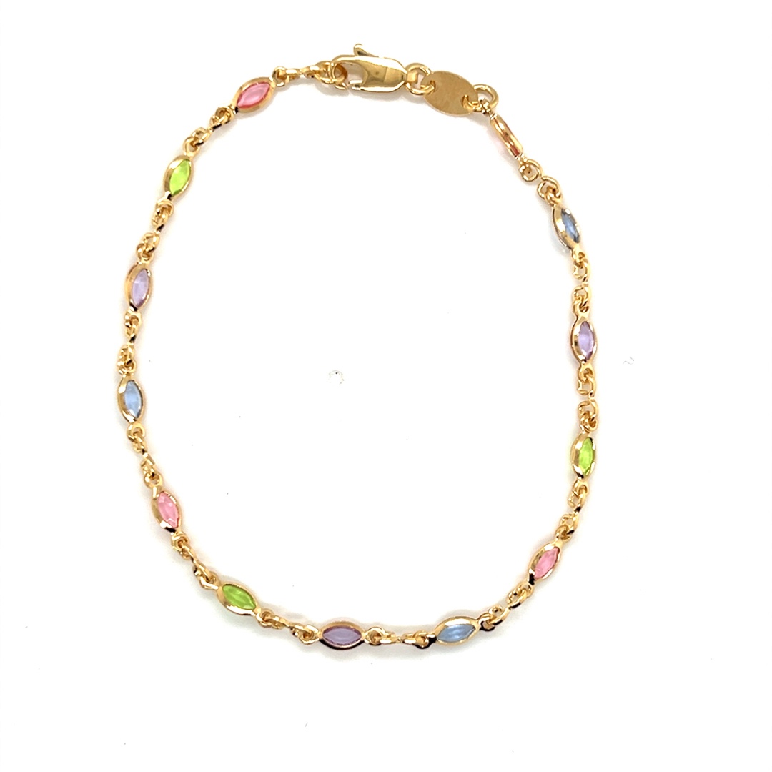 Oval Gemstone Bracelet - Gold Filled