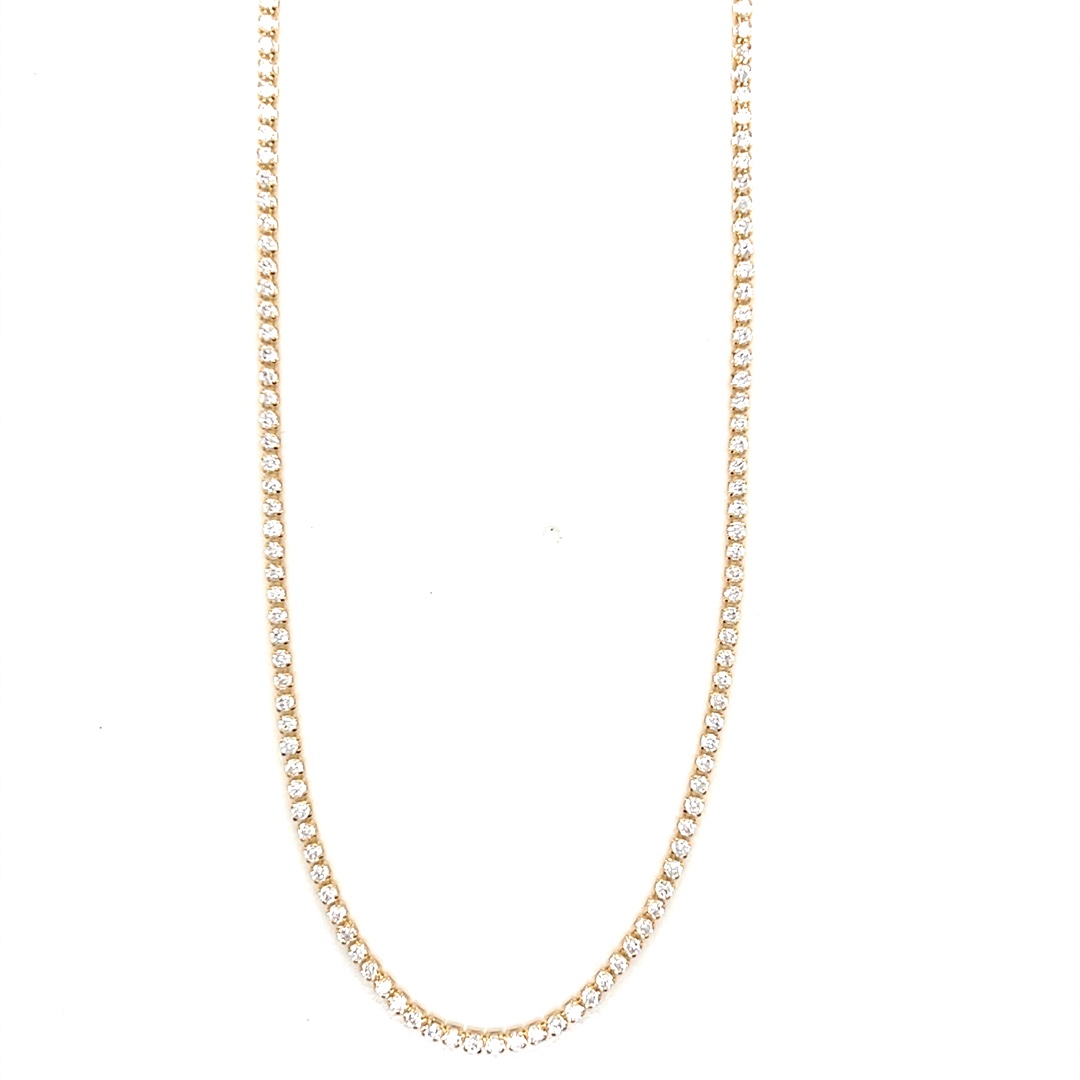 16" 2mm CZ Tennis Necklace with 1" Extension - Gold Filled