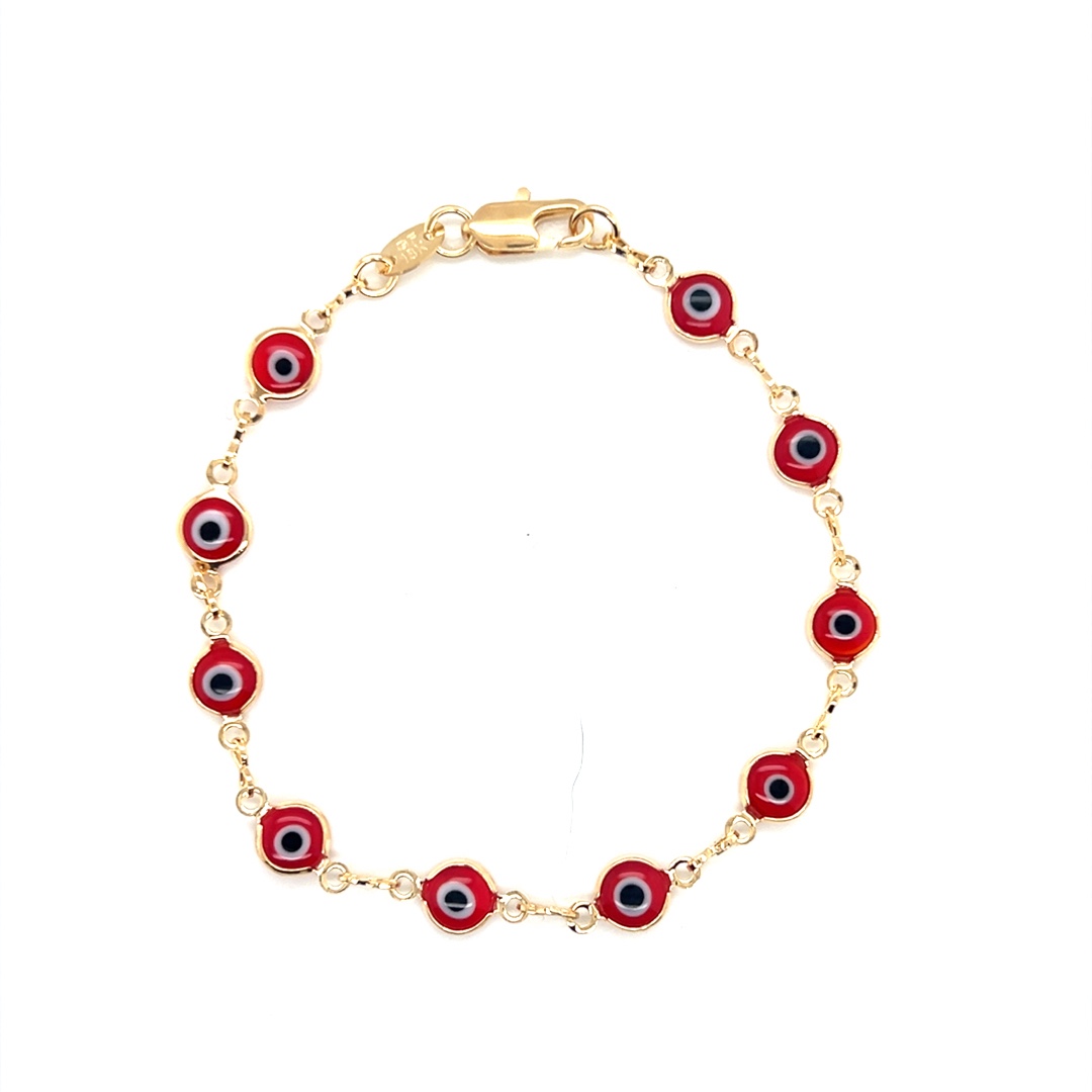 Red Lucky Eye Bracelet - Gold Filled