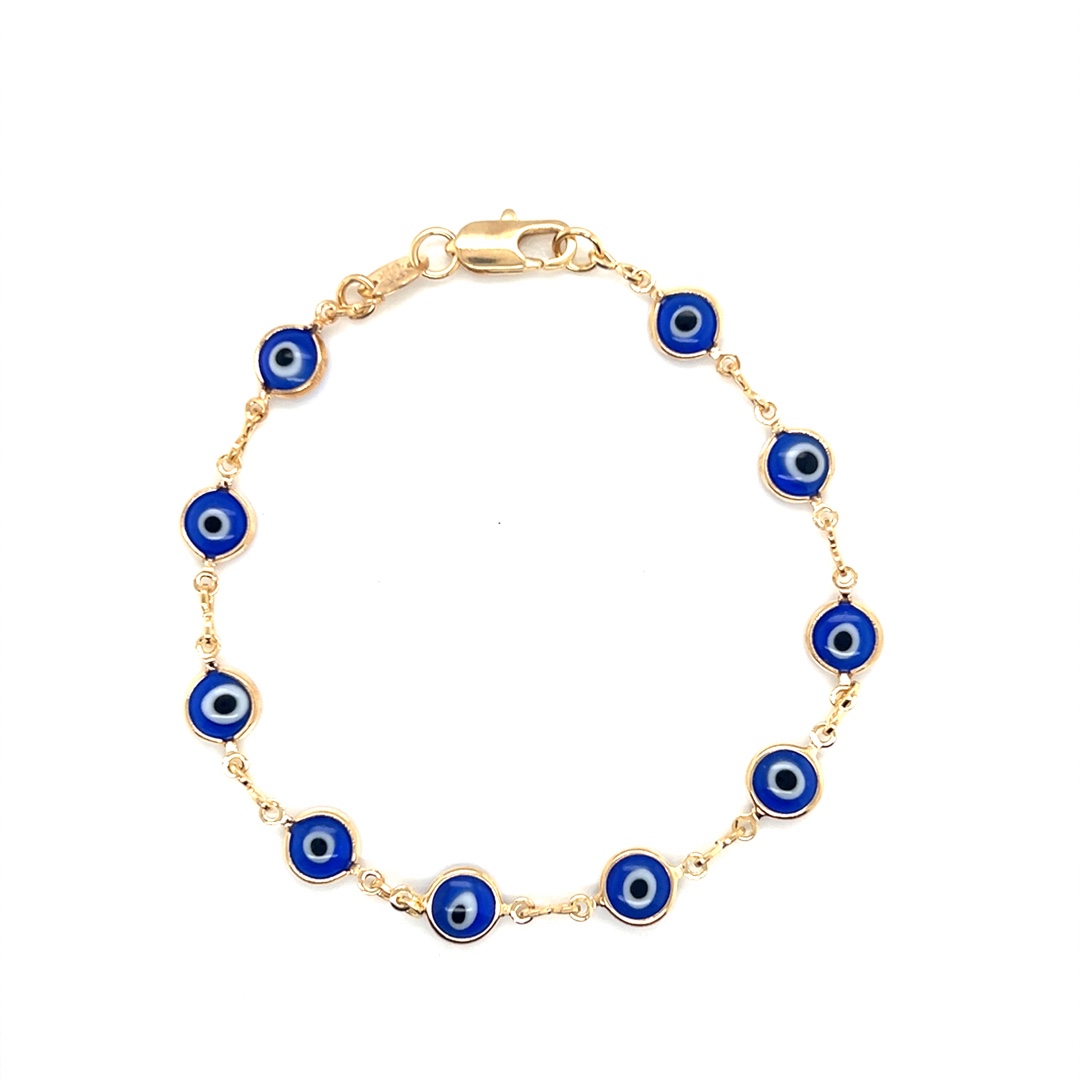 Blue Lucky Eye Bracelet - Gold Filled