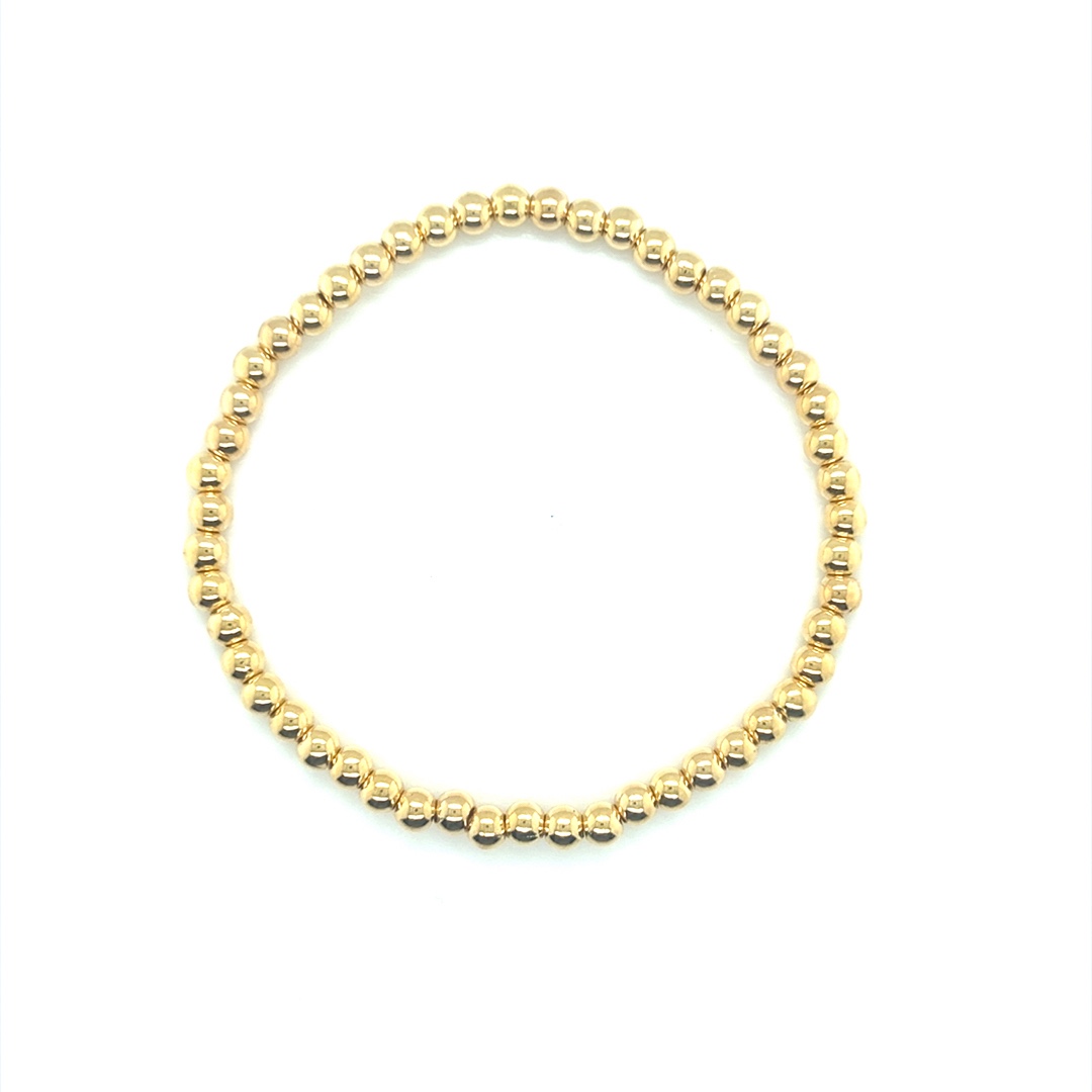 4mm Beaded Bracelet - Gold Plated