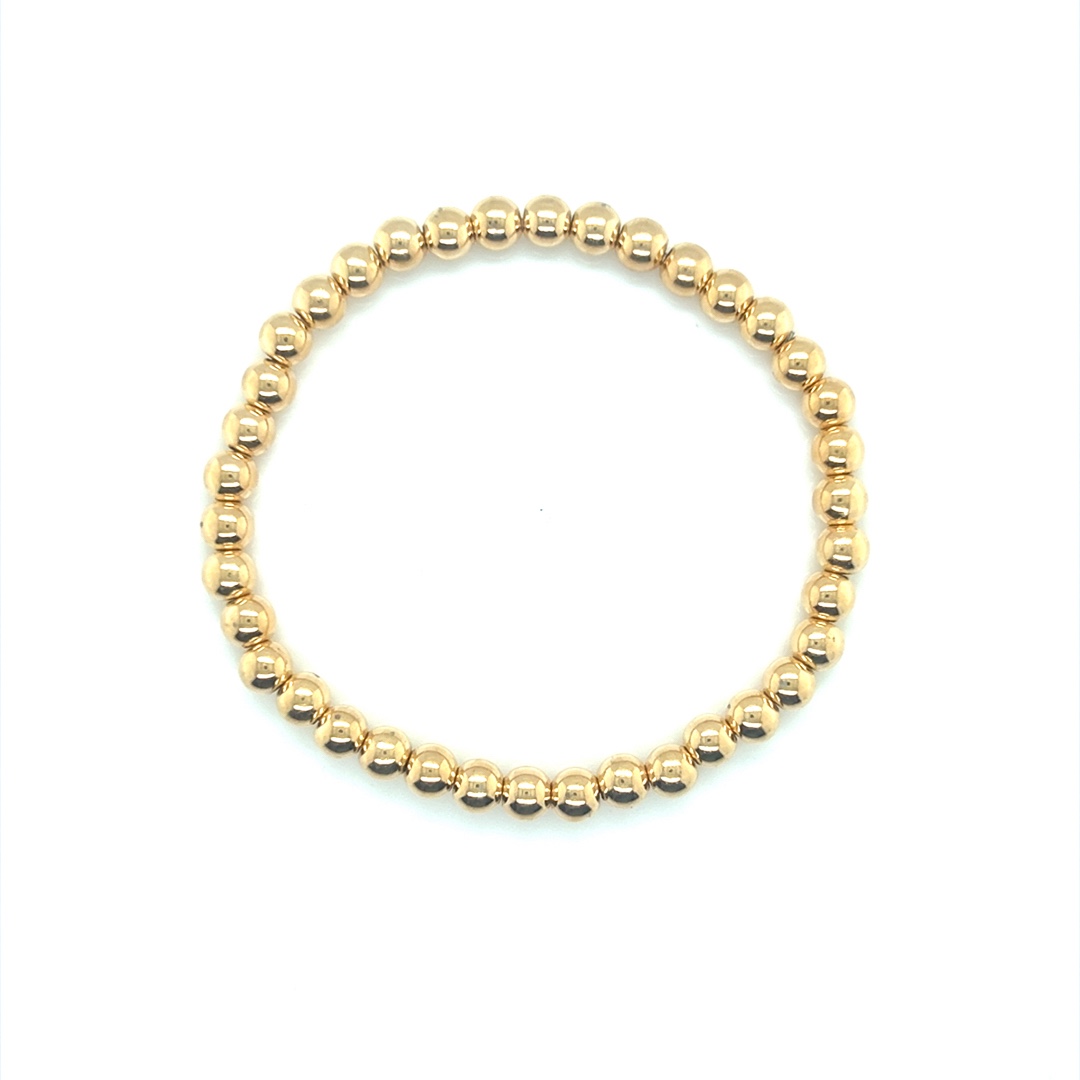 5mm Beaded Bracelet - Gold Plated