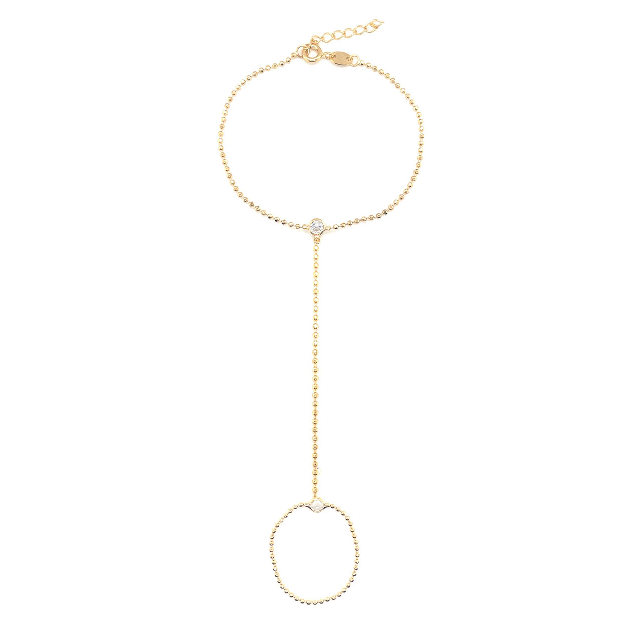 CZ Ball Hand Chain 6.5" + 1" Extension - Gold Filled