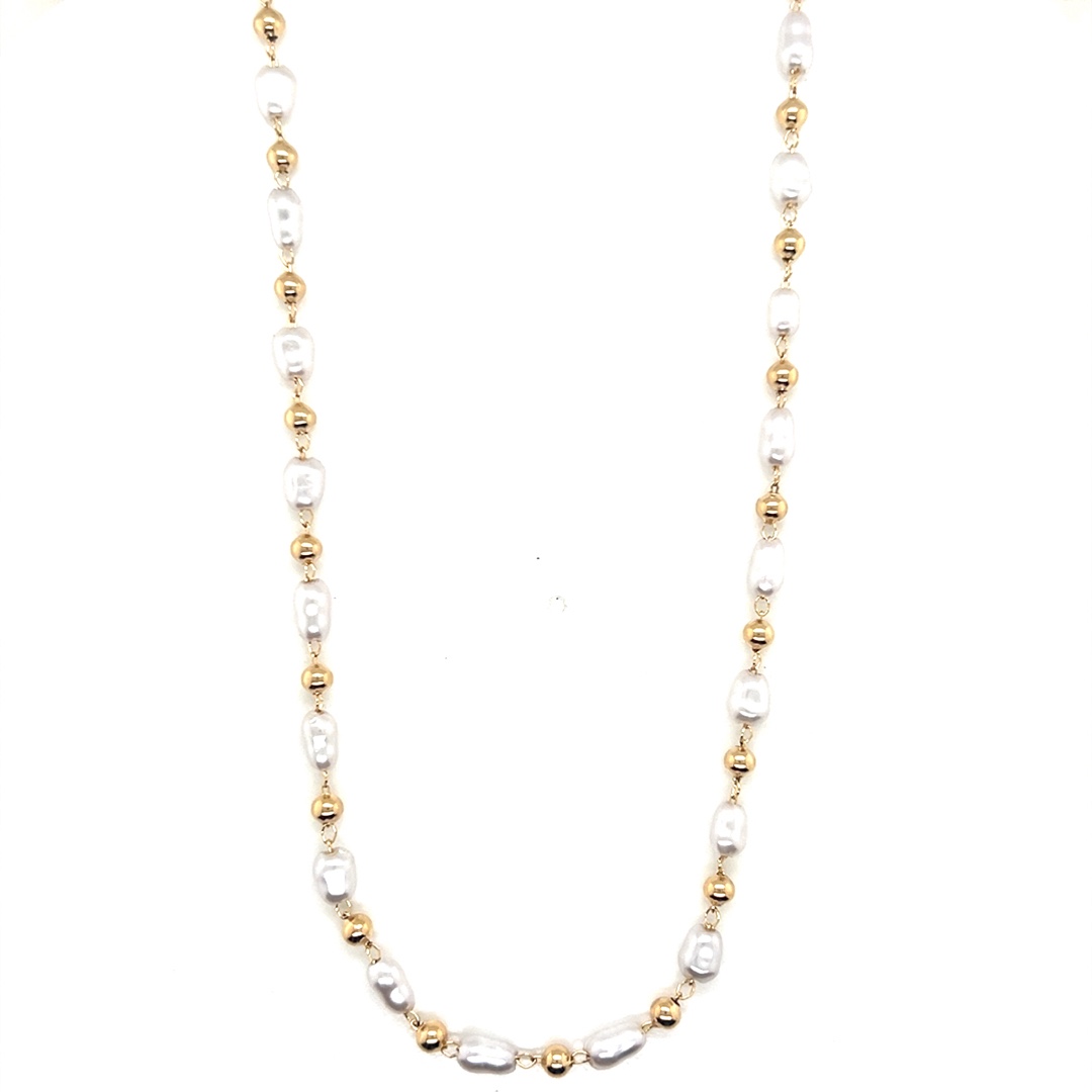 Pearl Beaded Necklace - Gold Filled