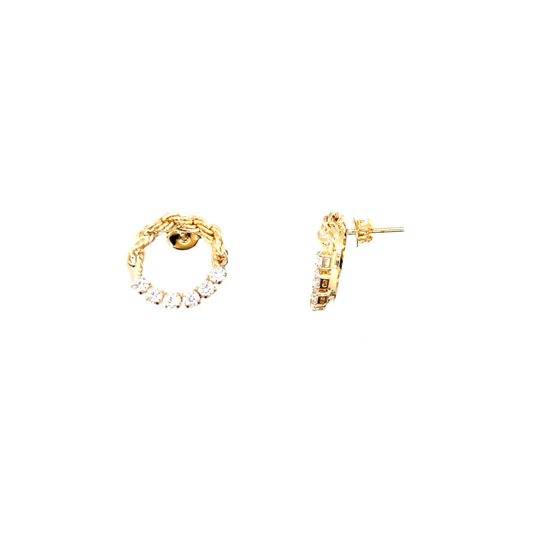 CZ Rope Round Studs - Gold Filled