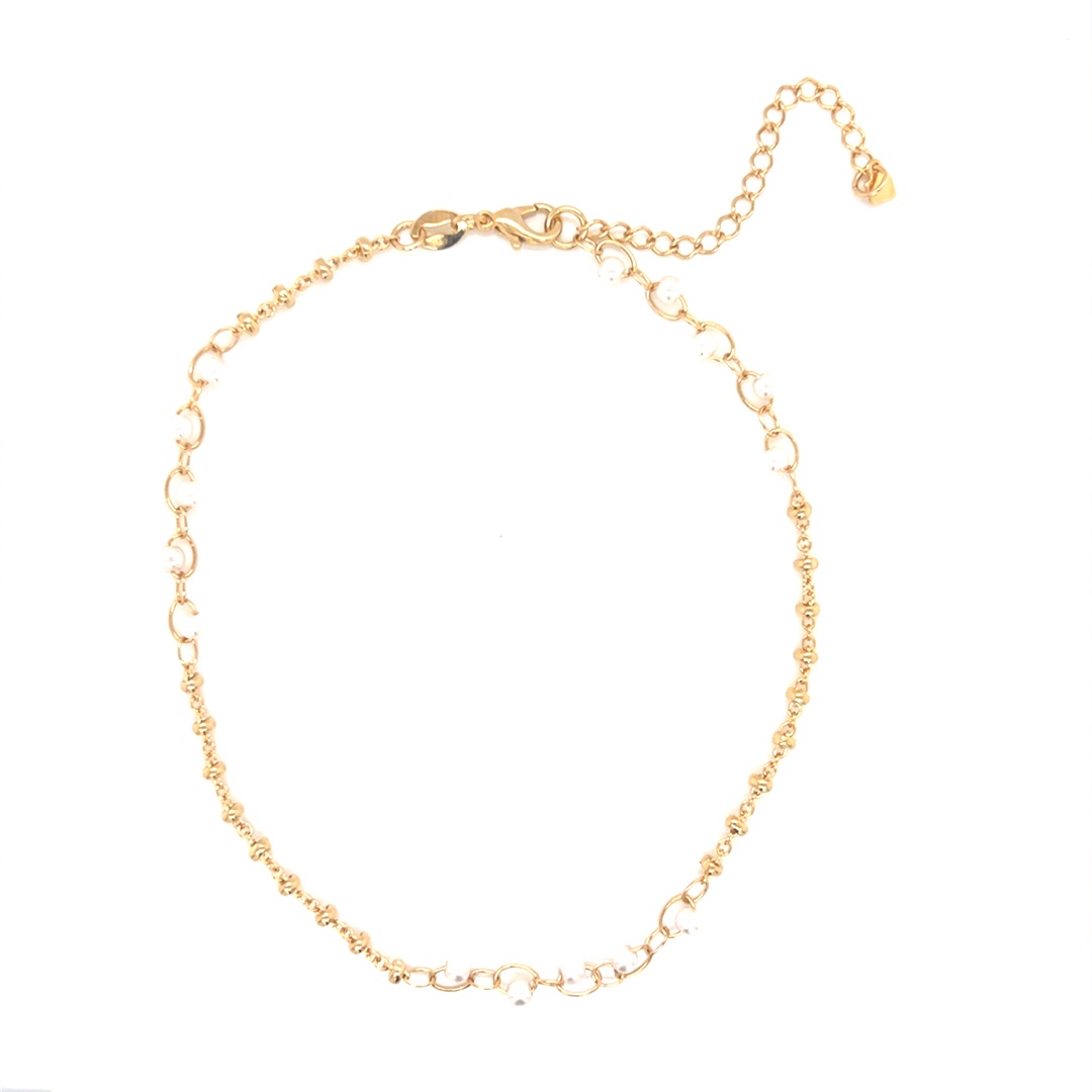 3mm Beaded Pearl Anklet - Gold Filled