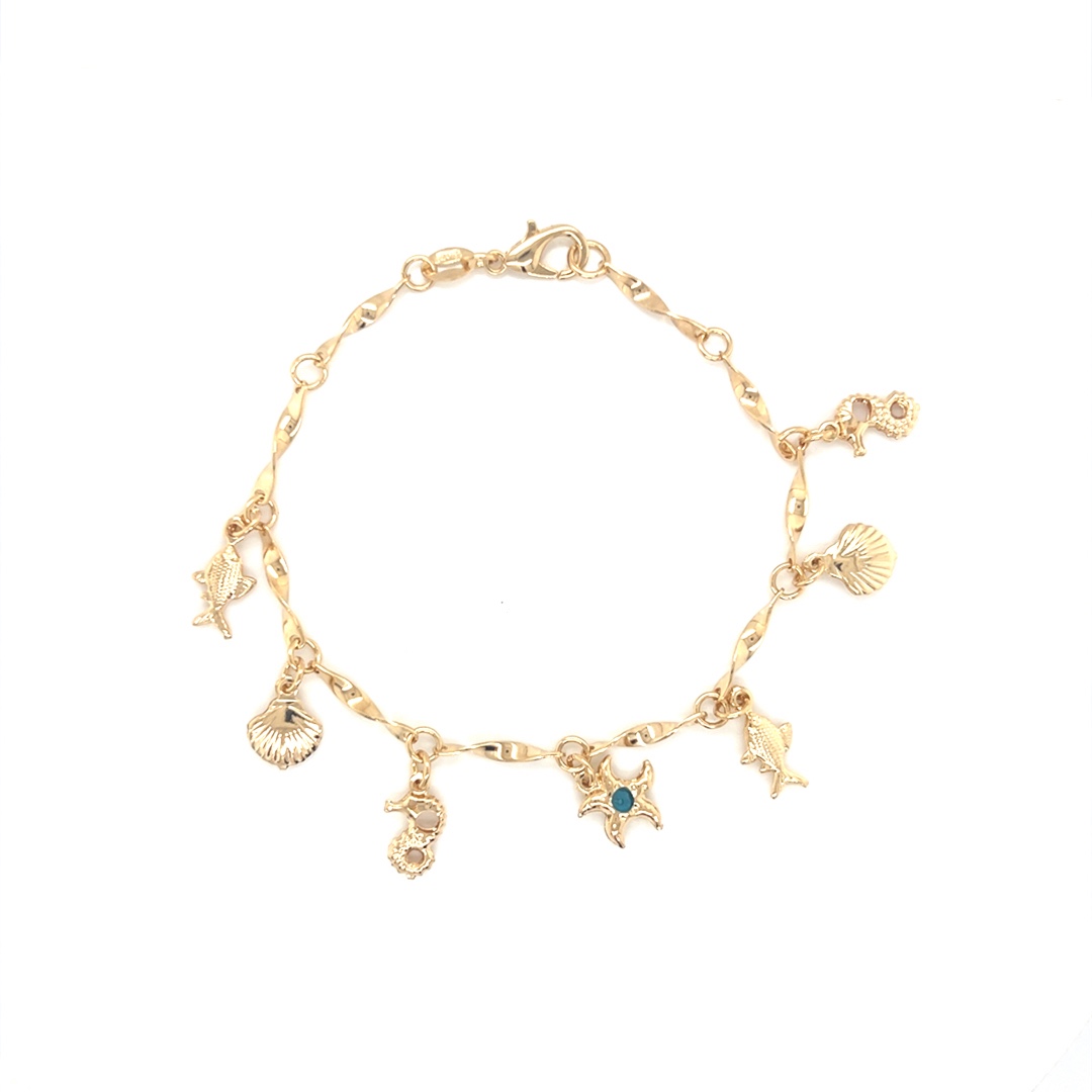 Sea Life Charm Bracelet - Gold Filled