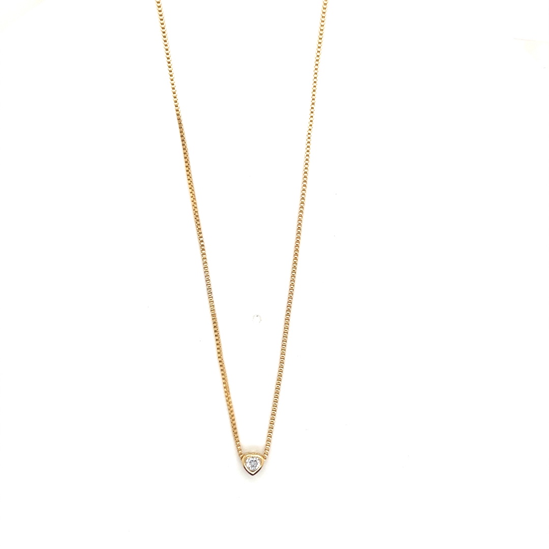 CZ Heart Box Necklace with 1" Extension - Gold Filled