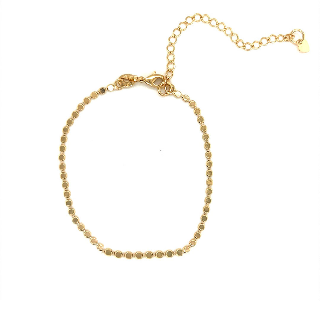 Flat Ball Disc Bracelet 7.5" + 2" Extension - Gold Filled