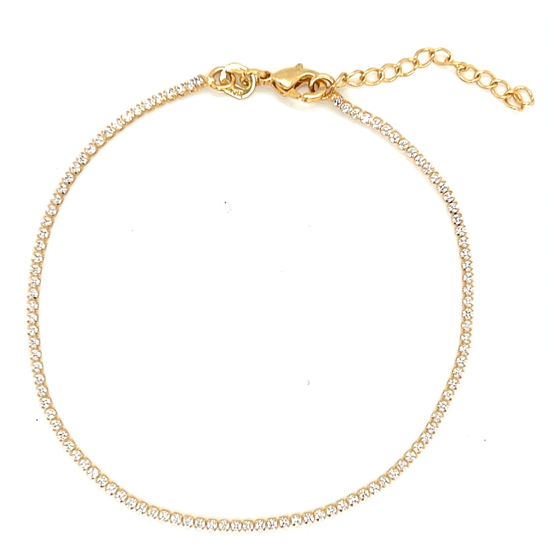 0.8mm Tennis Bracelet - 7" + 1" Extension - Gold Filled