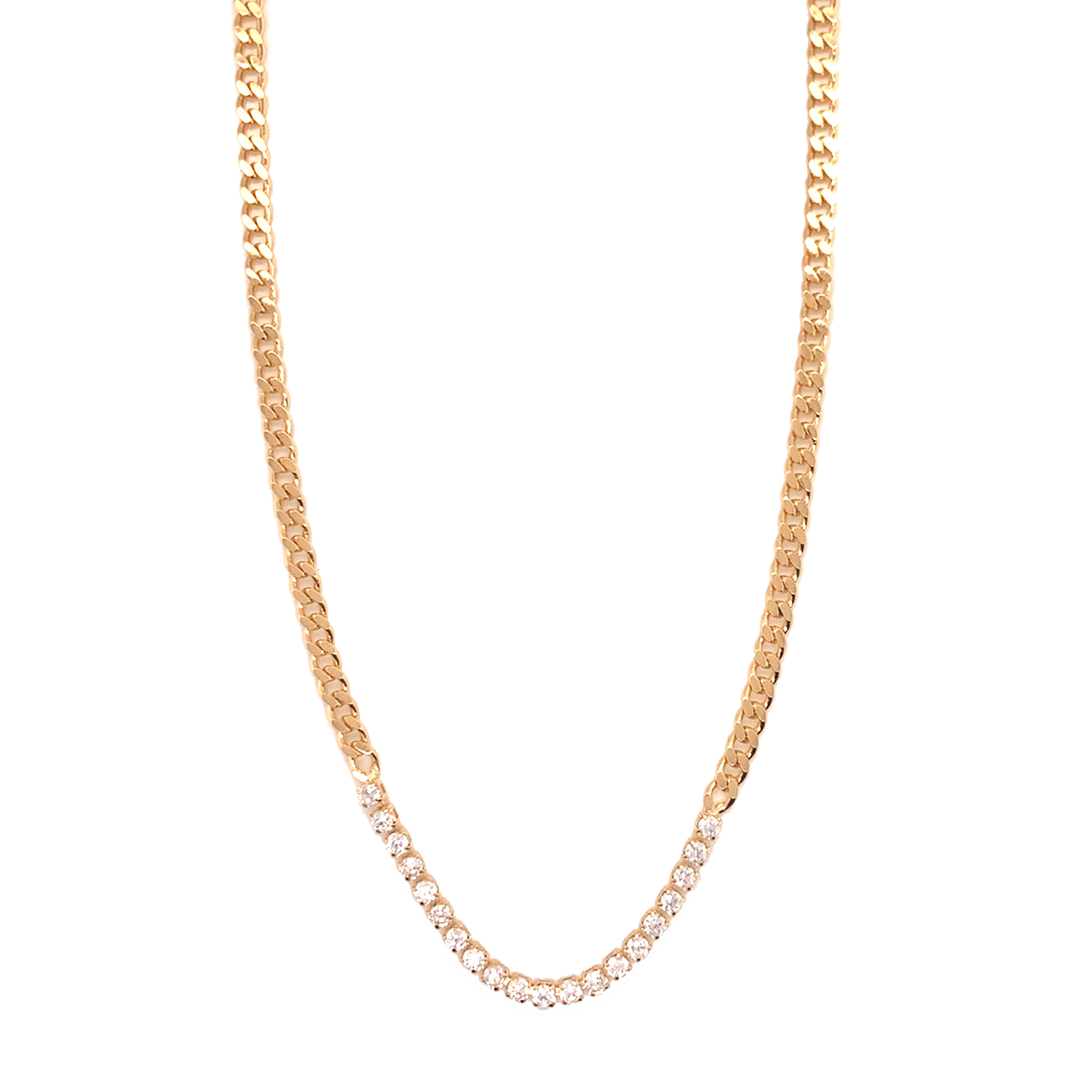 15.5" CZ Curb Tennis Chain - Gold Filled