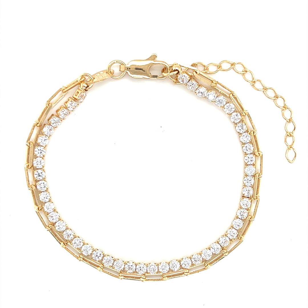 Tennis Paperclip Wrap Bracelet - Gold Filled