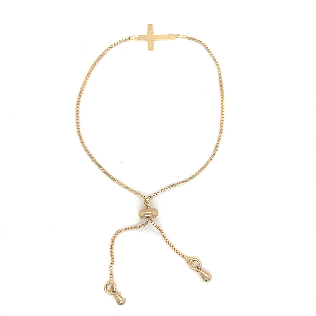 Adjustable Cross Bracelet - Gold Filled