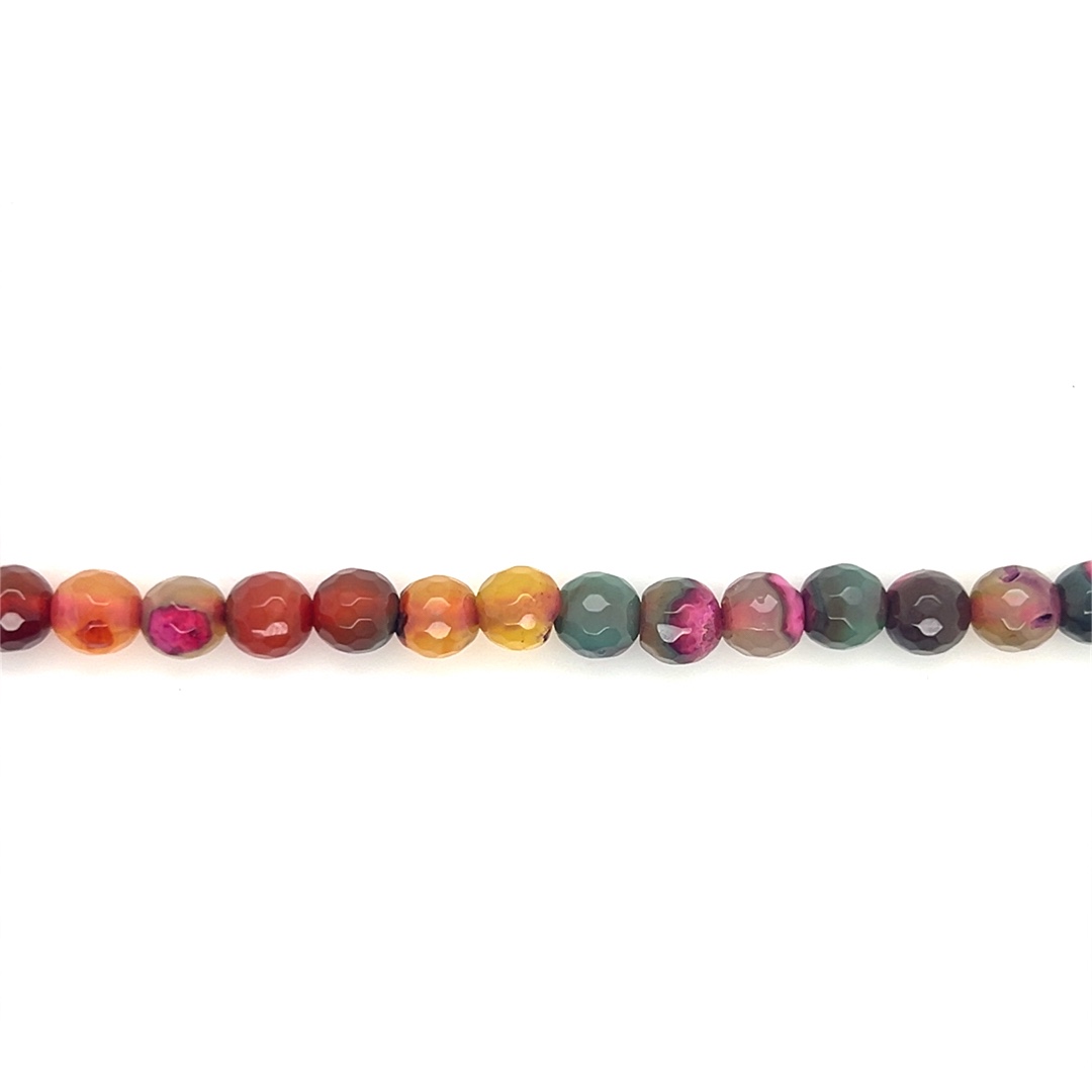 6mm Pink Multicolor Fire Agate - Faceted