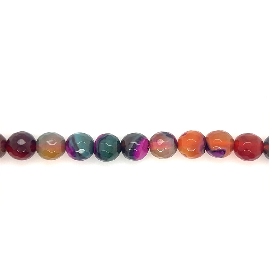 8mm Pink Multicolor Fire Agate - Faceted