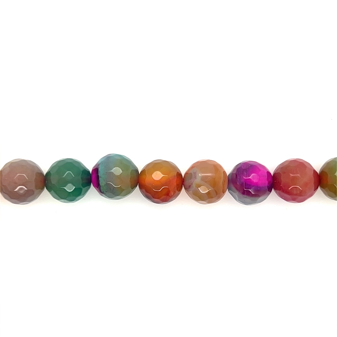 10mm Pink Multicolor Fire Agate - Faceted