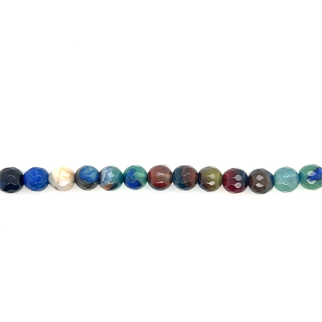 6mm Blue Multicolor Fire Agate - Faceted