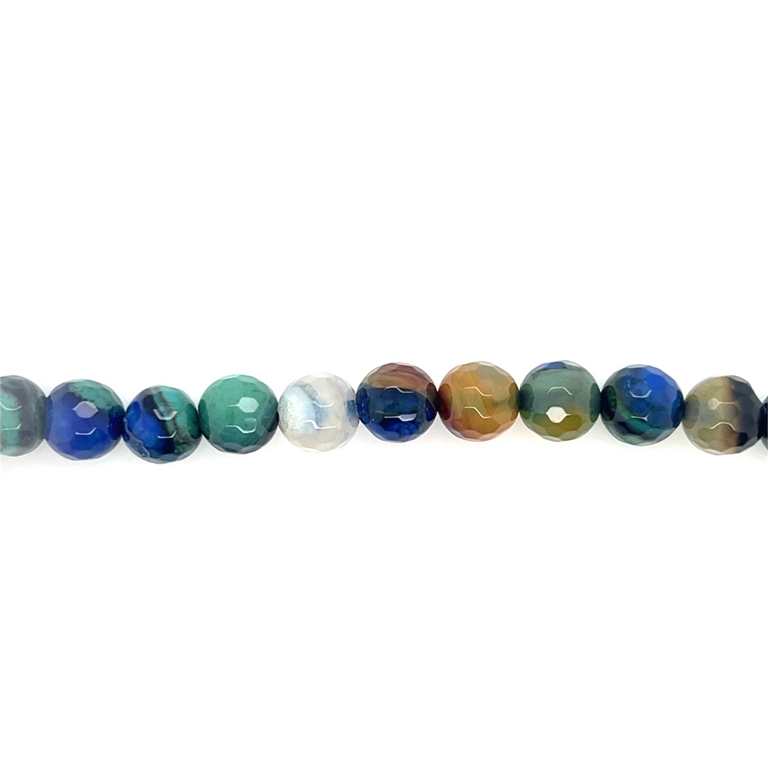 8mm Blue Multicolor Fire Agate - Faceted