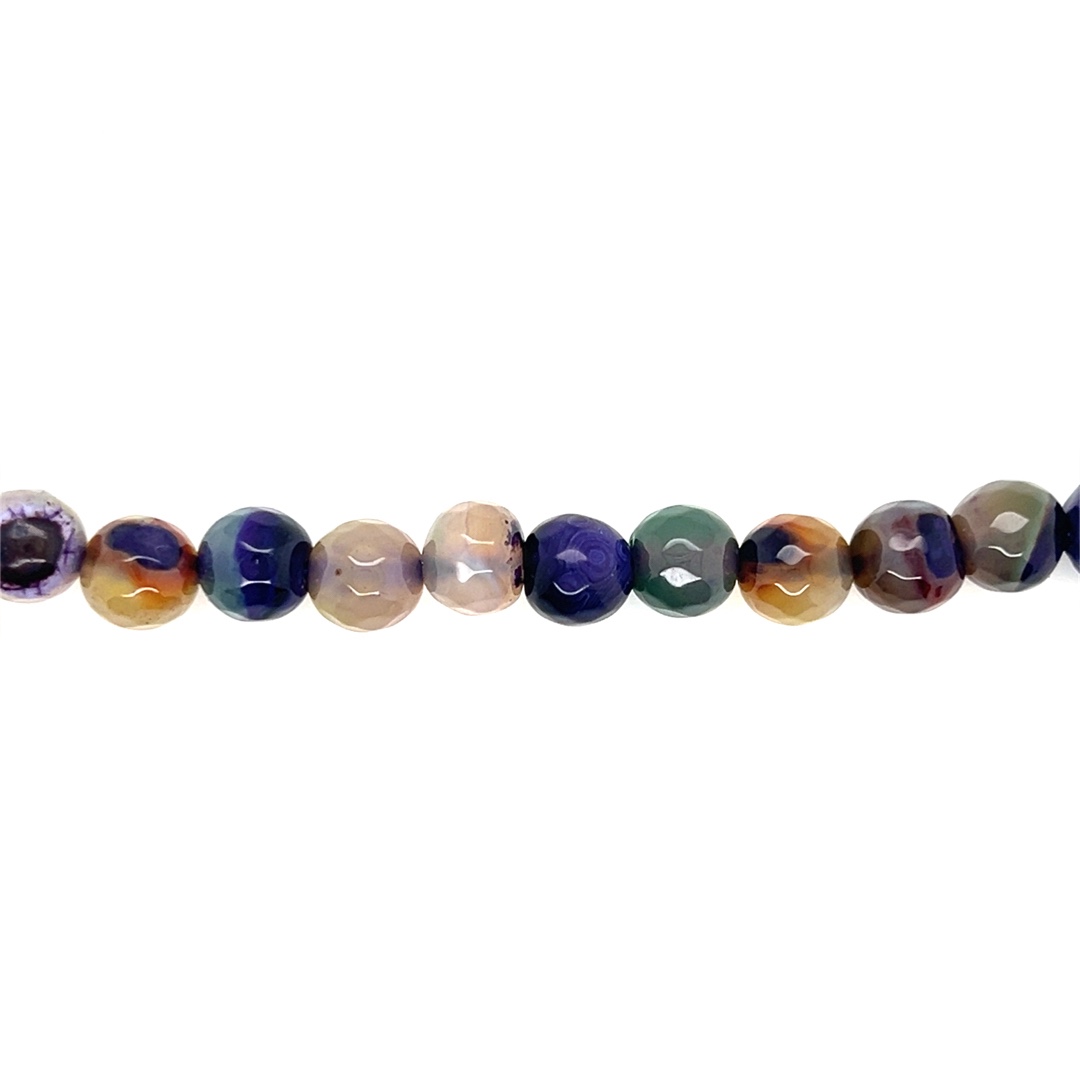 8mm Purple Multicolor Fire Agate - Faceted