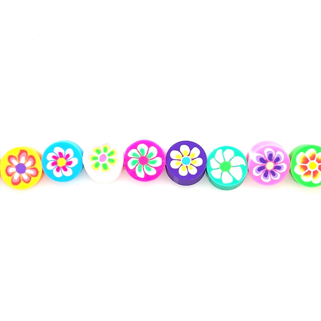 10mm Multicolor Flower Polymer Clay Beads