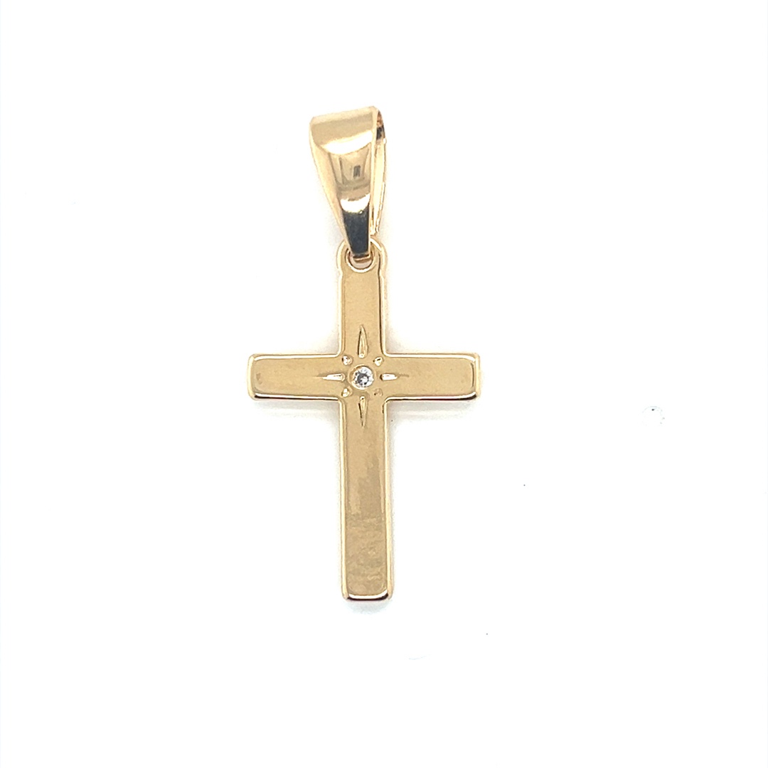 CZ Cross Pendant - Gold Filled