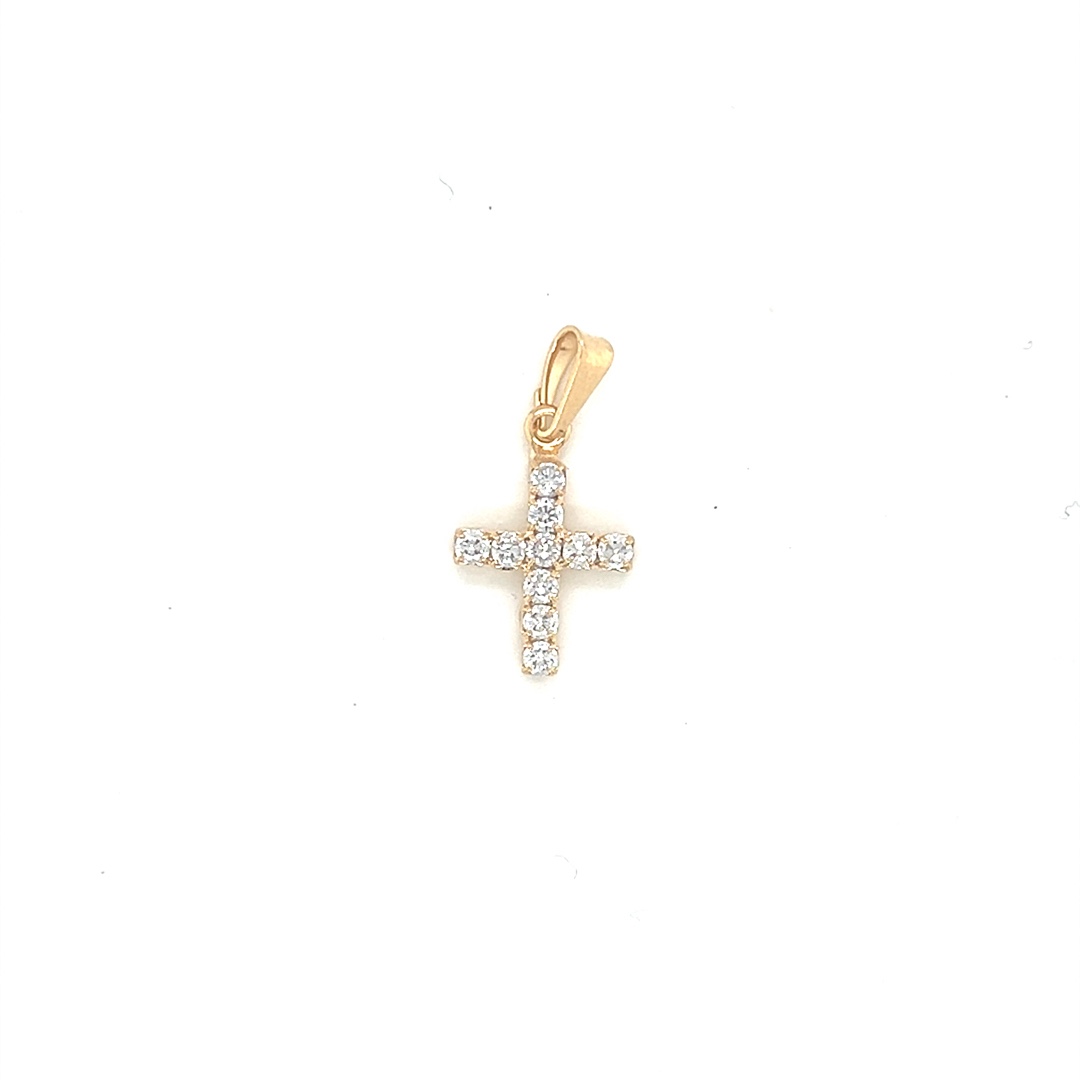 Mini CZ Cross Pendant - Gold Filled