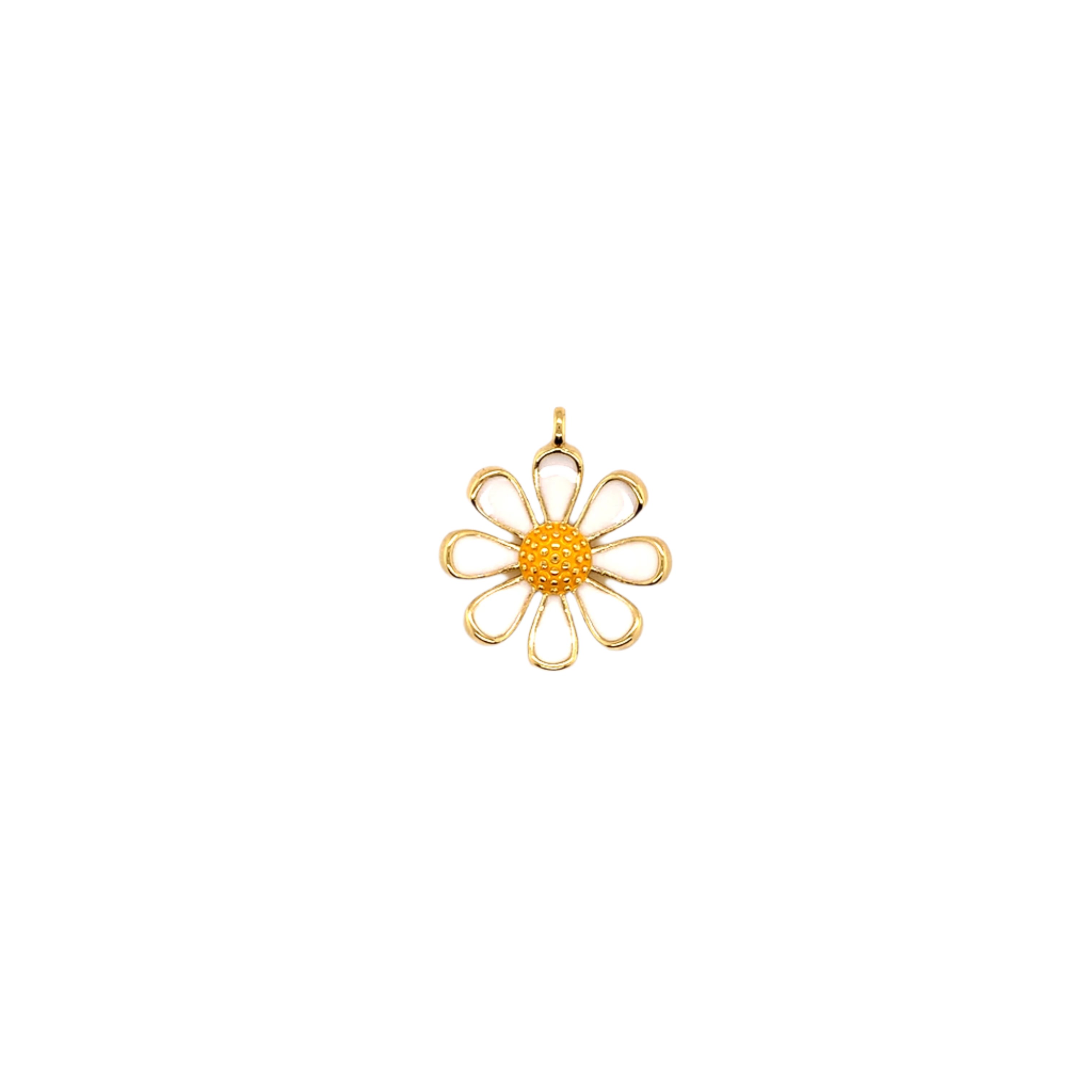 Enamel Daisy Charm - Gold Plated