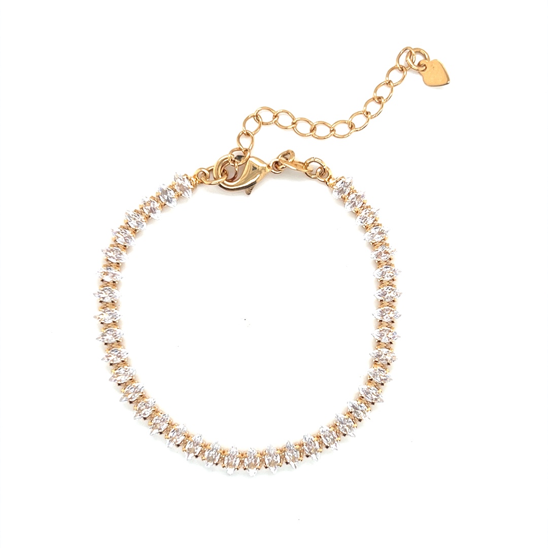 Marquis CZ Tennis Bracelet - 6" + 2" Extension - Gold Filled