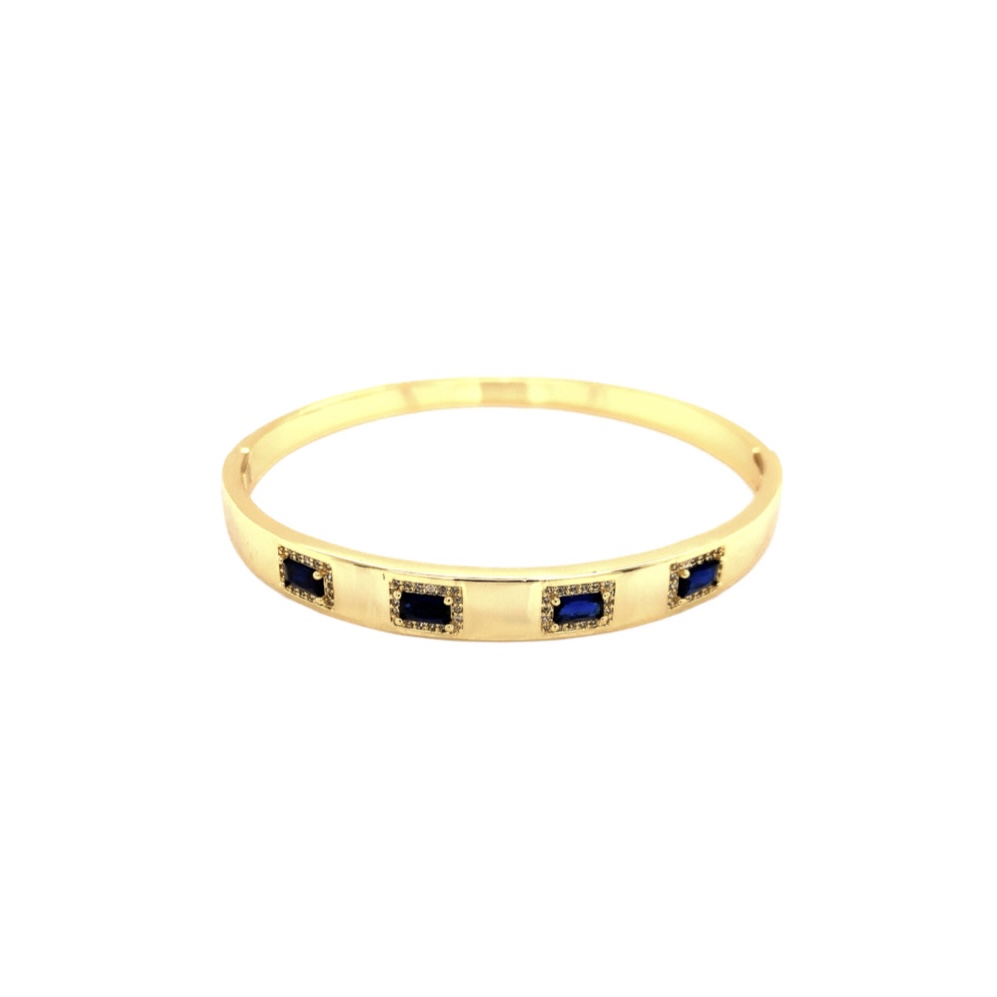 Blue CZ Bangle - Gold Plated