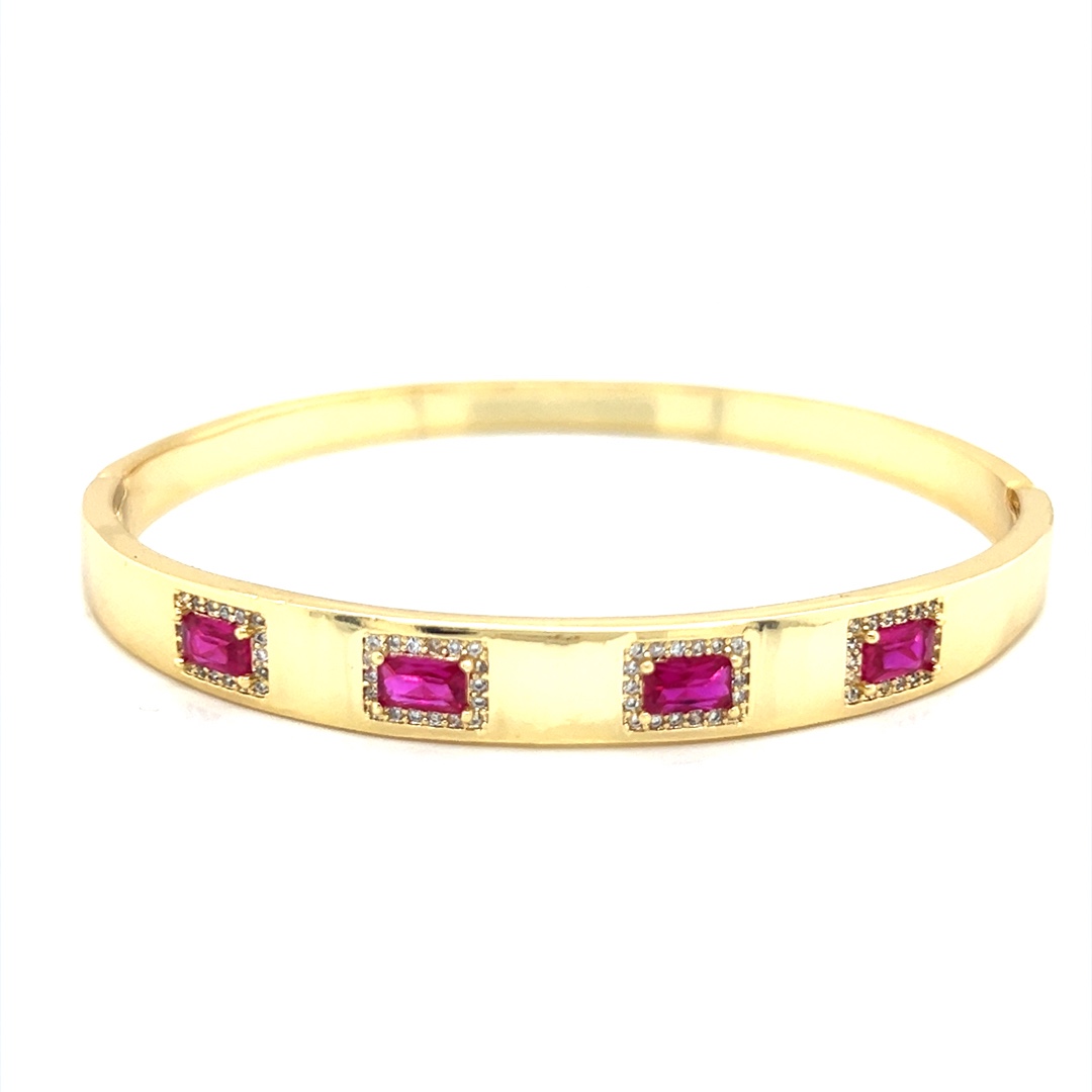 Pink CZ Bangle - Gold Plated