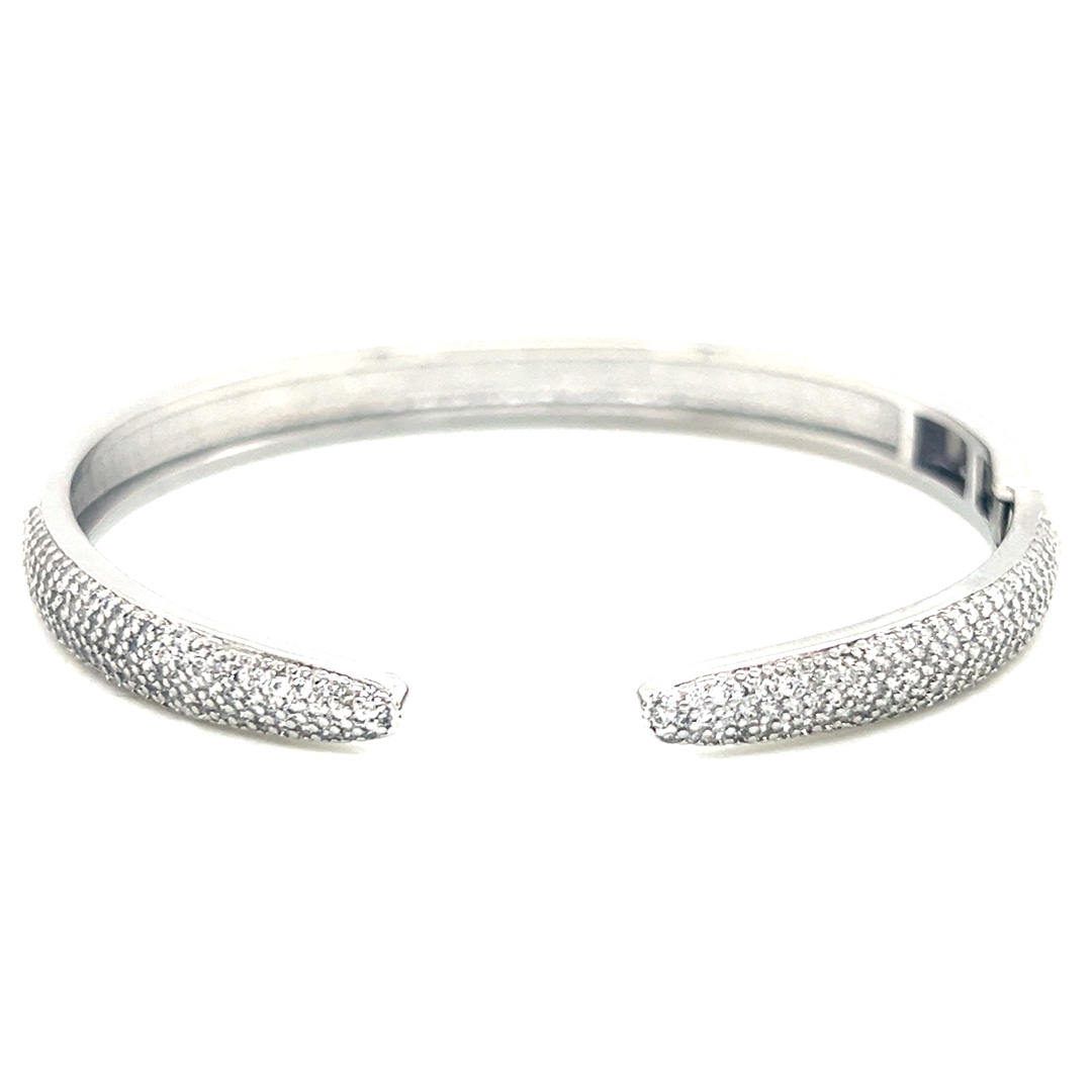 CZ Open Bangle - Silver Plated