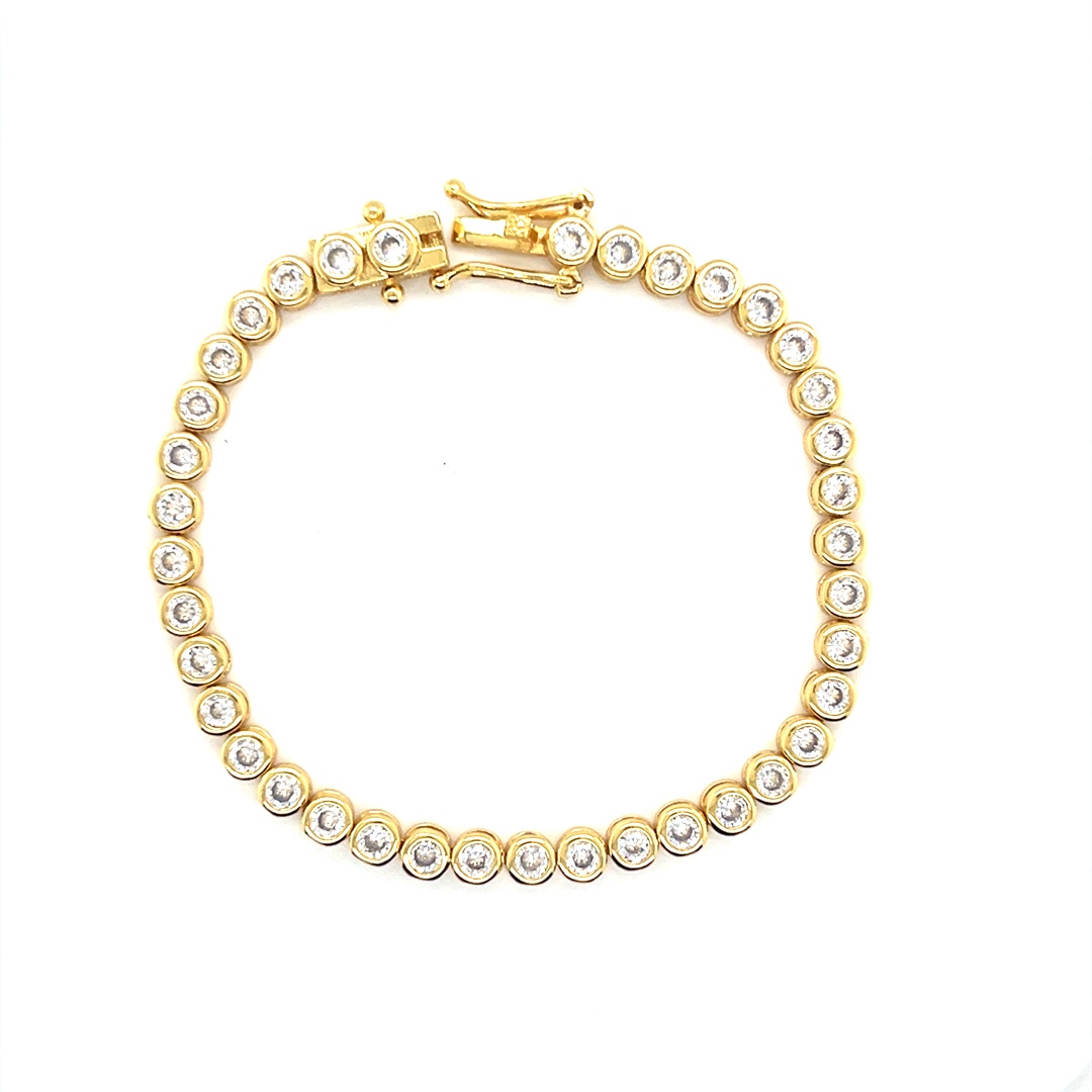 4mm CZ Round Tennis Bracelet  - Gold Plated