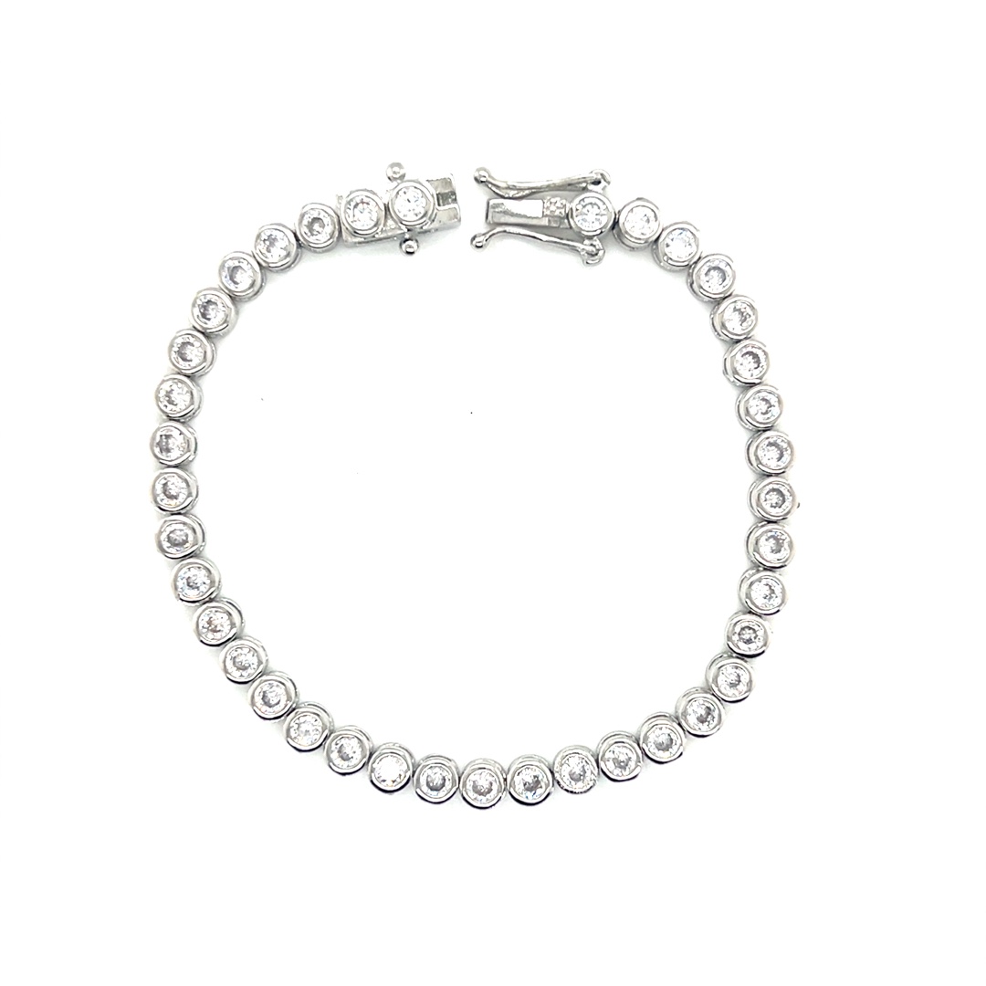 4mm CZ Round Tennis Bracelet  - Silver Plated