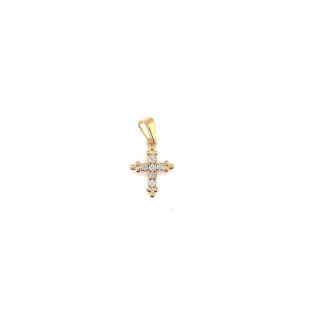 Mini CZ Cross Pendant - Gold Filled