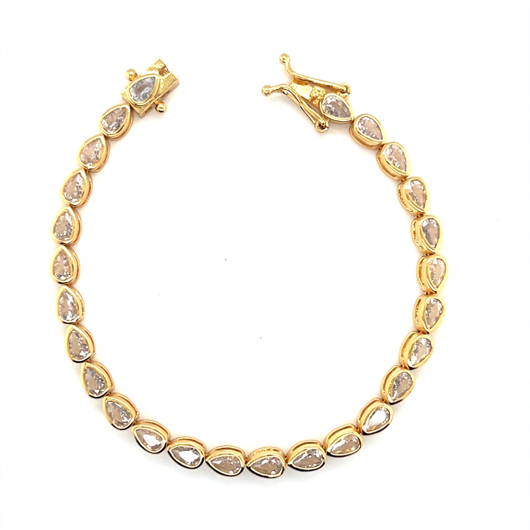 4mm CZ Oval Tennis Bracelet  - Gold Plated