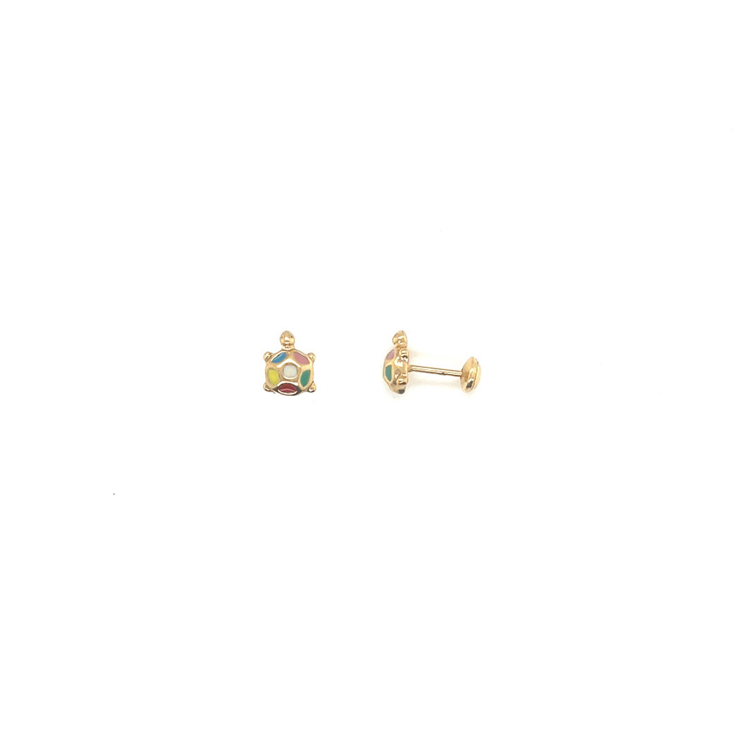 Gold Filled Enamel Turtle Stud Earrings
