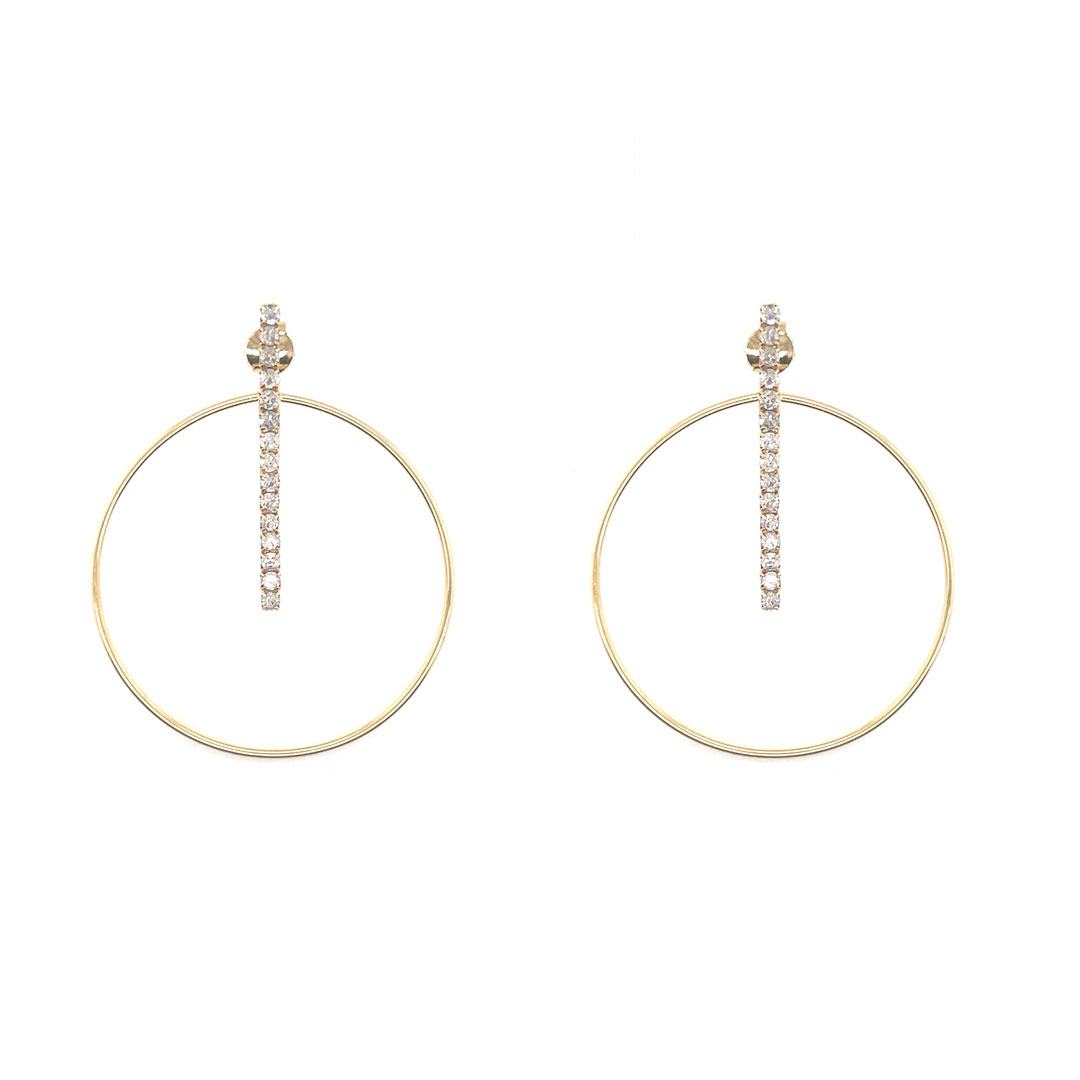 CZ Circular Drop Earrings - Gold Filled