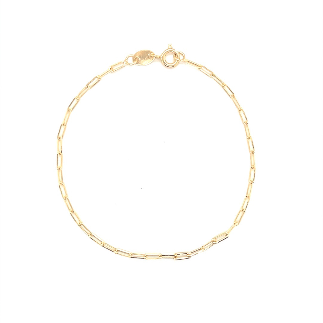 2mm Paperclip Bracelet 7" - Gold Filled