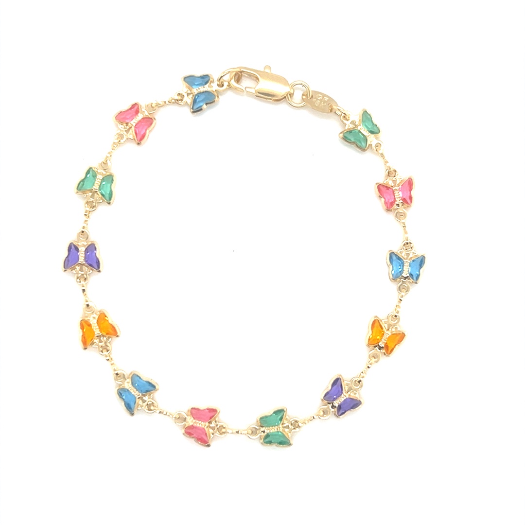 Multicolor Butterfly Bracelet - Gold Filled