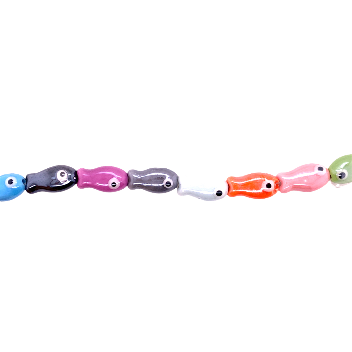 Multicolor Plated Ceramic Fish Beads - 10 pcs