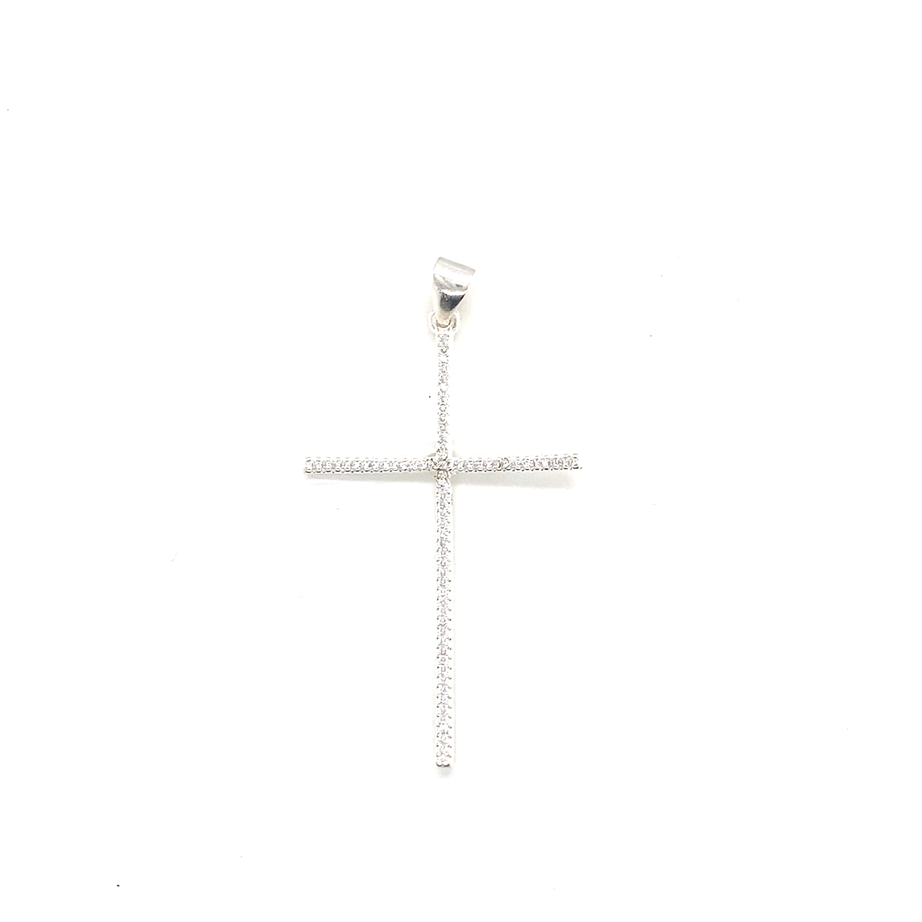 CZ Cross Pendant - Silver