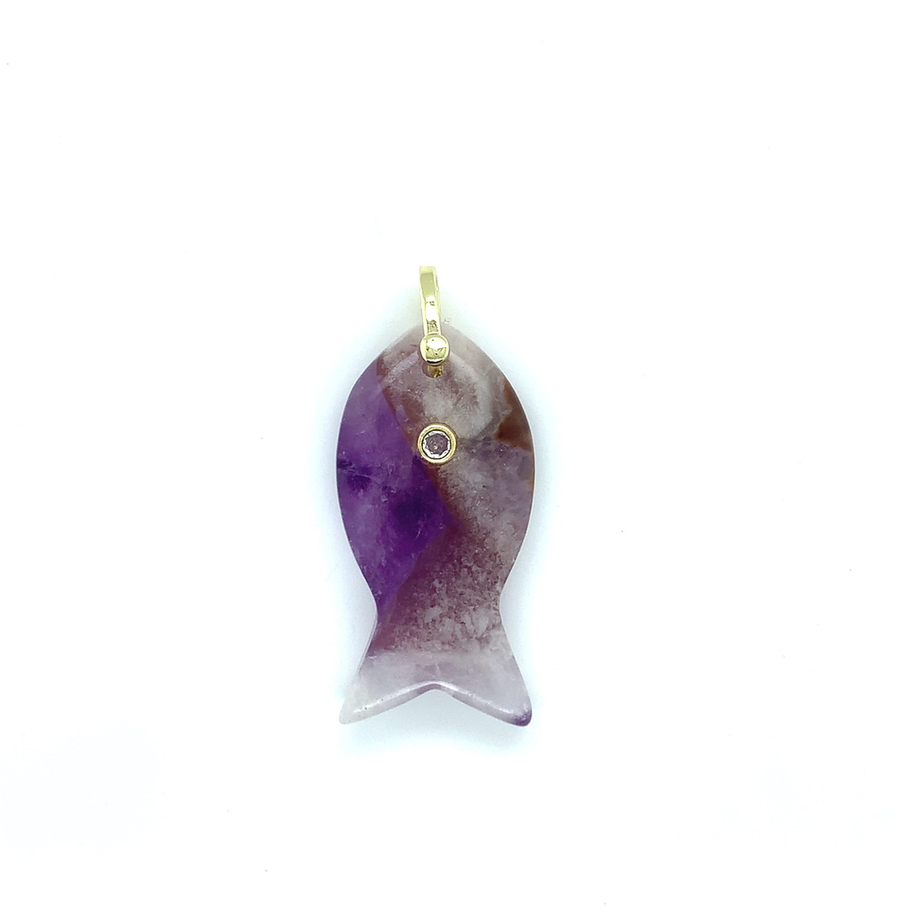 Amethyst Gemstone Fish Pendant