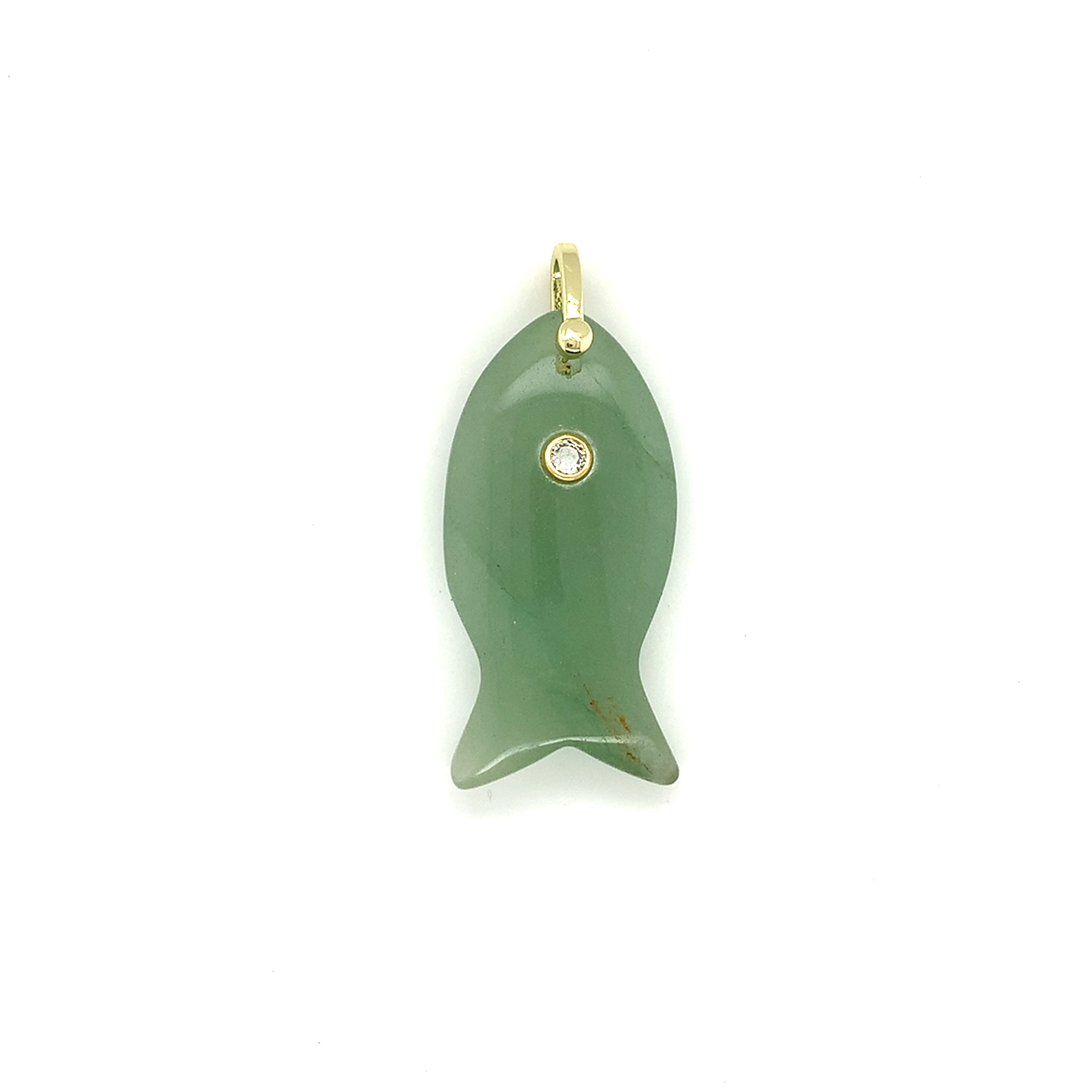 Green Aventurine Gemstone Fish Pendant