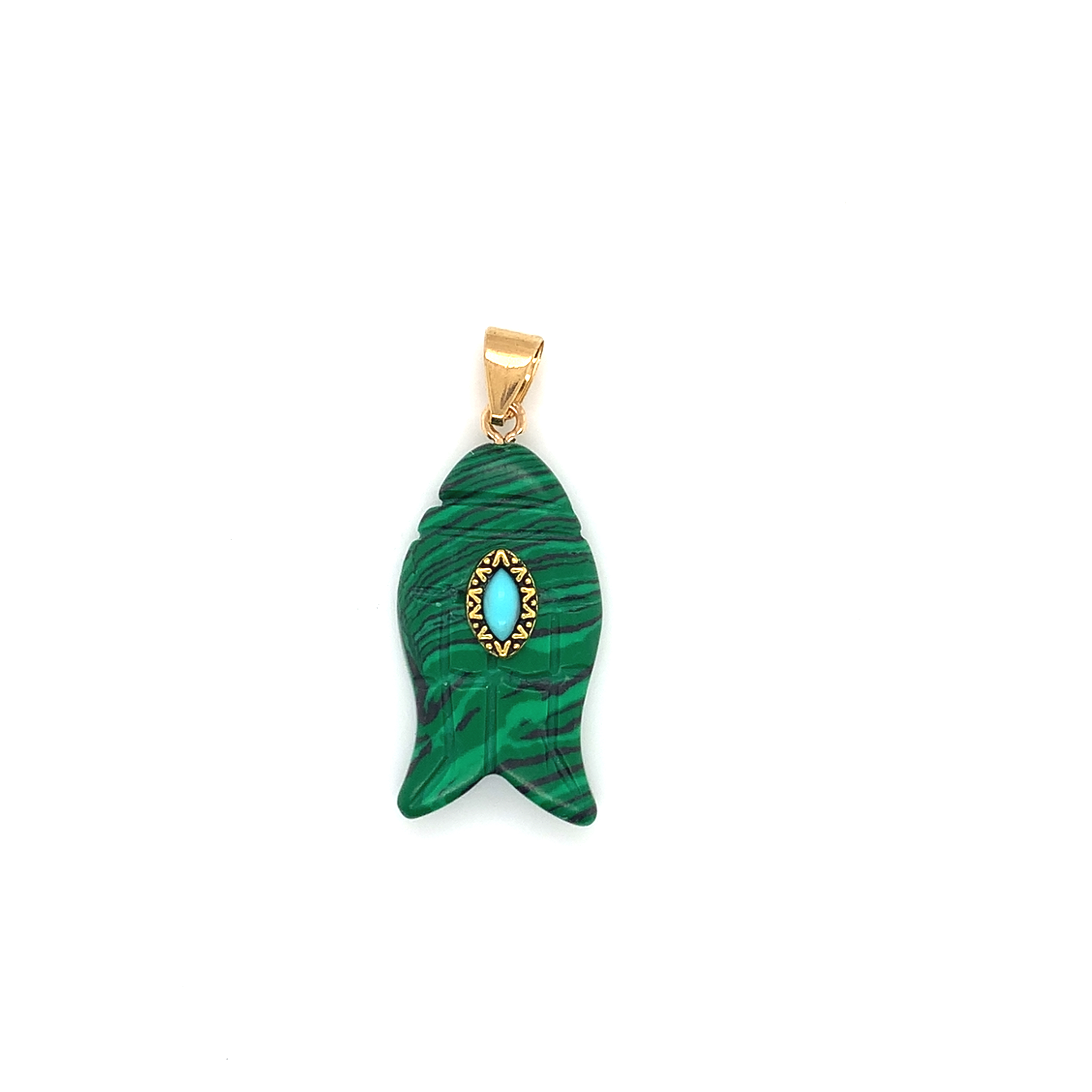 Malachite Gemstone Fish Pendant