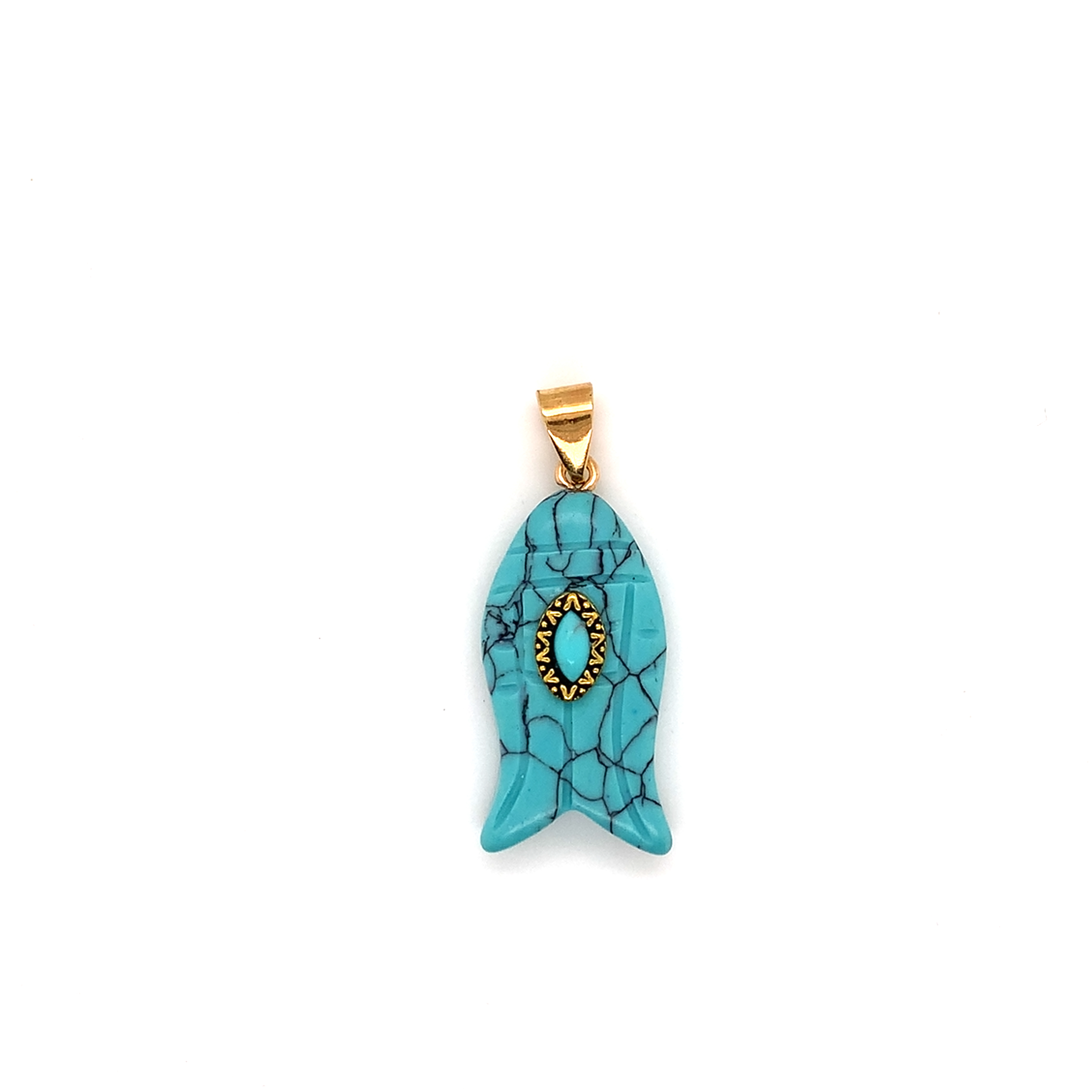 Turquoise Gemstone Fish Pendant
